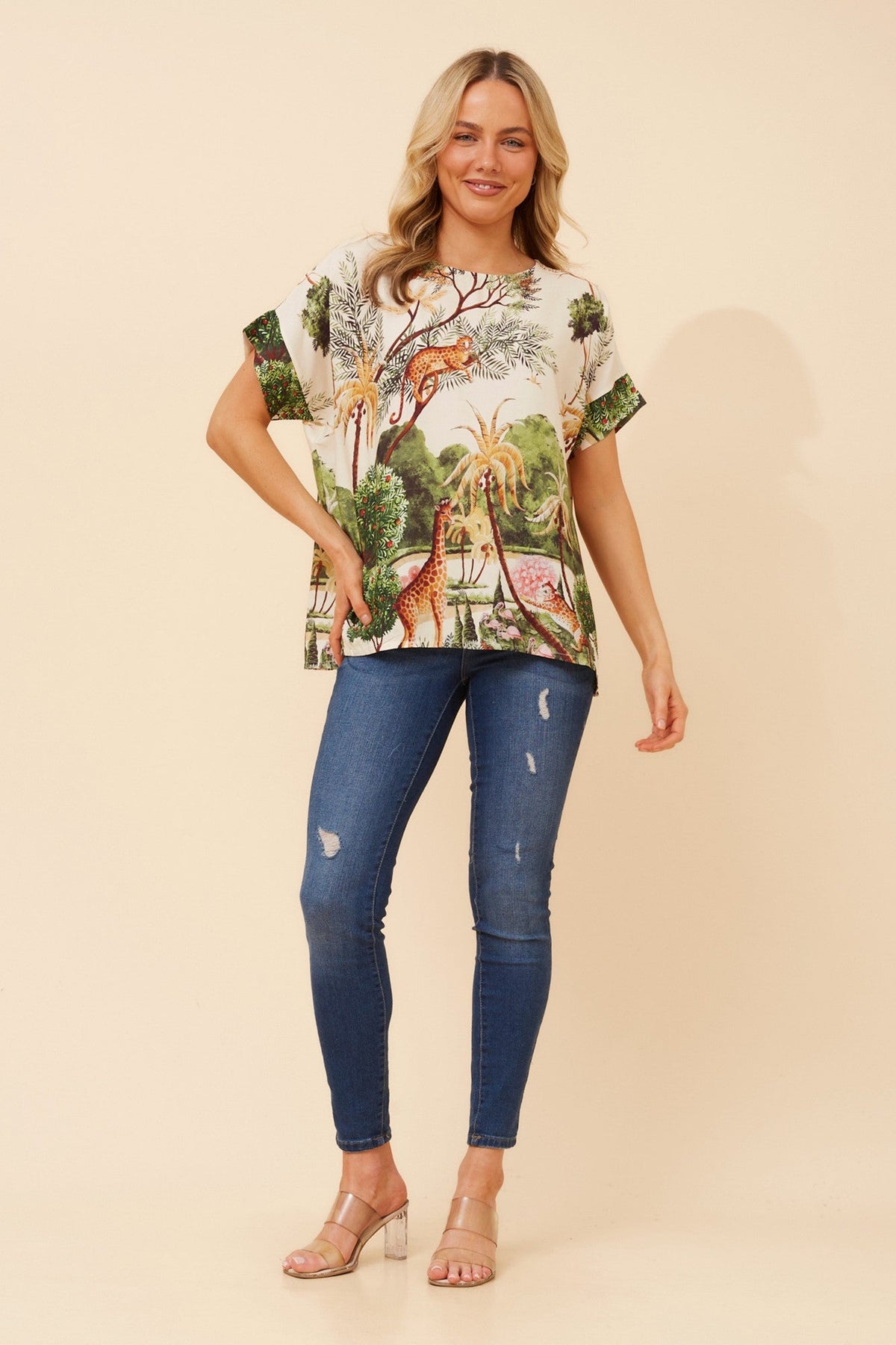 ORSEL ANIMAL PRINT TOP (Multi Cream)