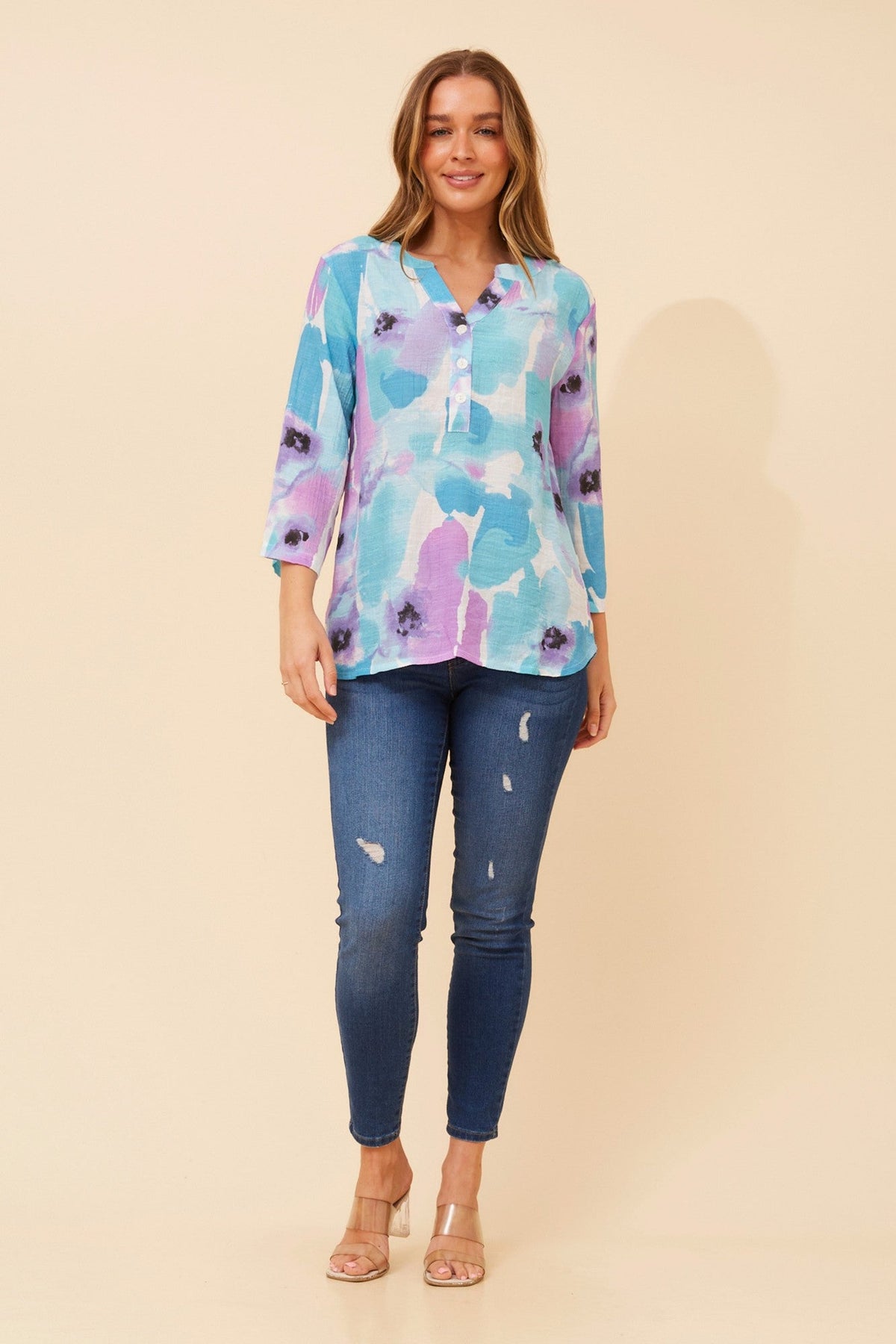 SHILPI ABSTRACT PRINT BLOUSE (Blue)
