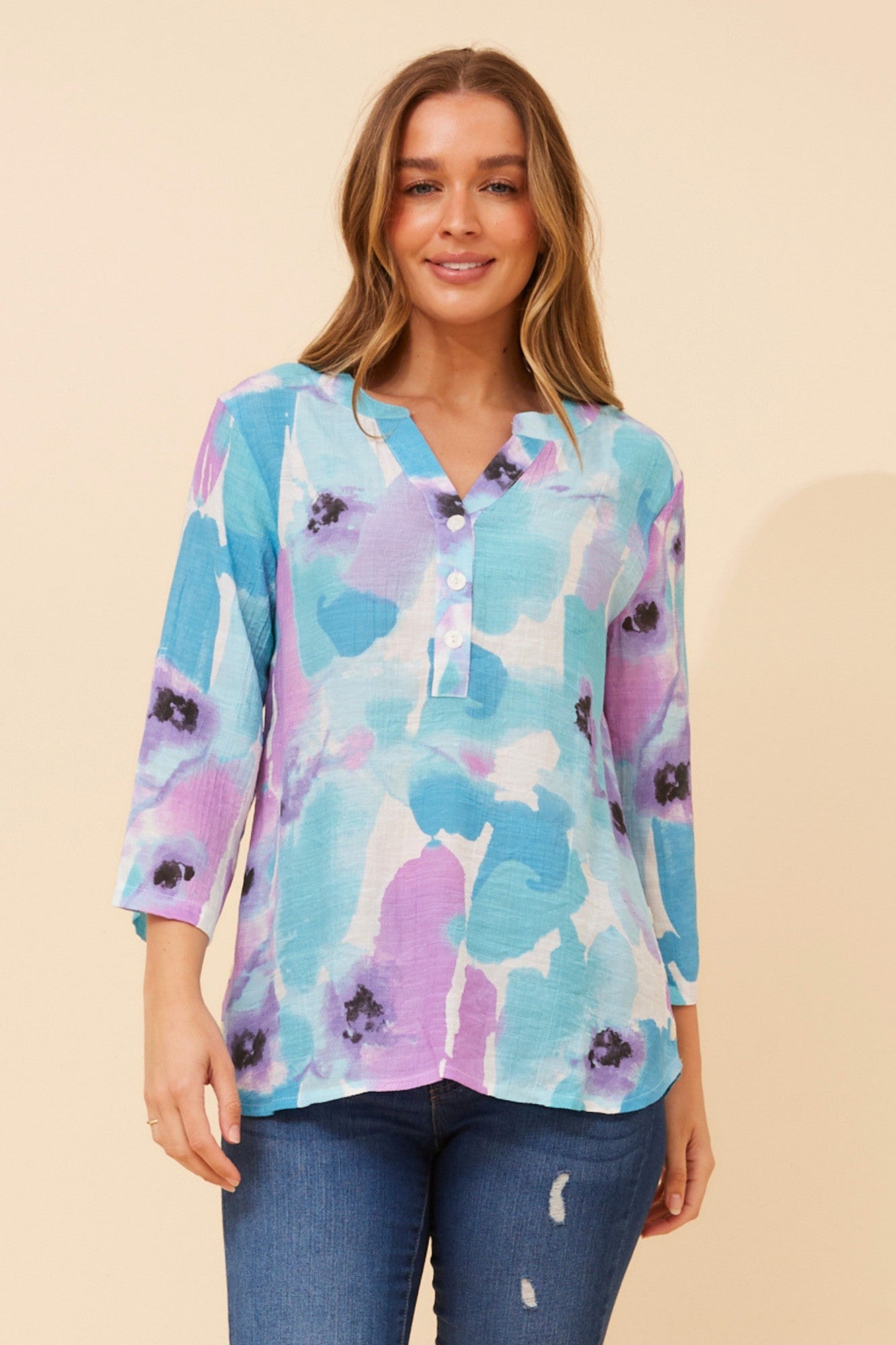 SHILPI ABSTRACT PRINT BLOUSE (Blue)