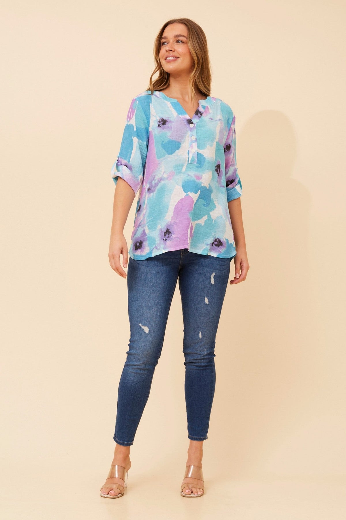 SHILPI ABSTRACT PRINT BLOUSE (Blue)