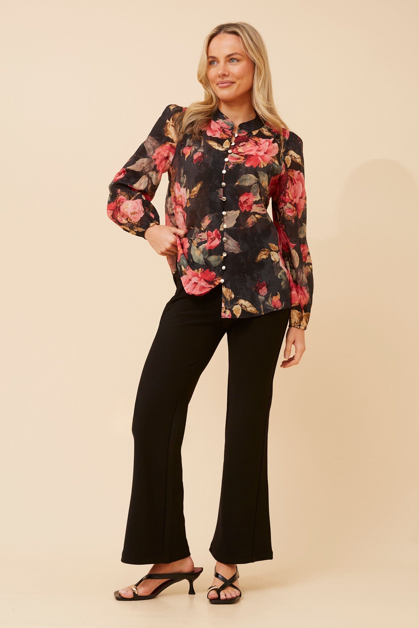 KARSON FLORAL PRINT BLOUSE (Black)