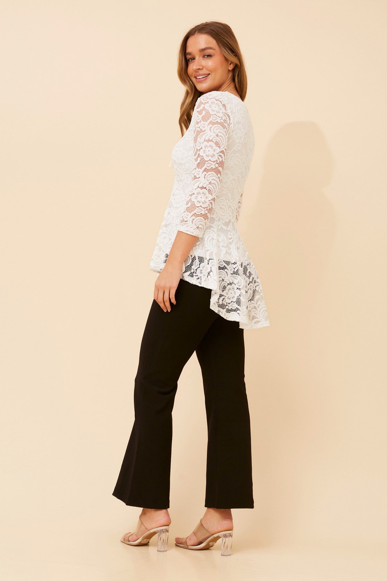 AVAR LACE PEPLUM TOP (Black)