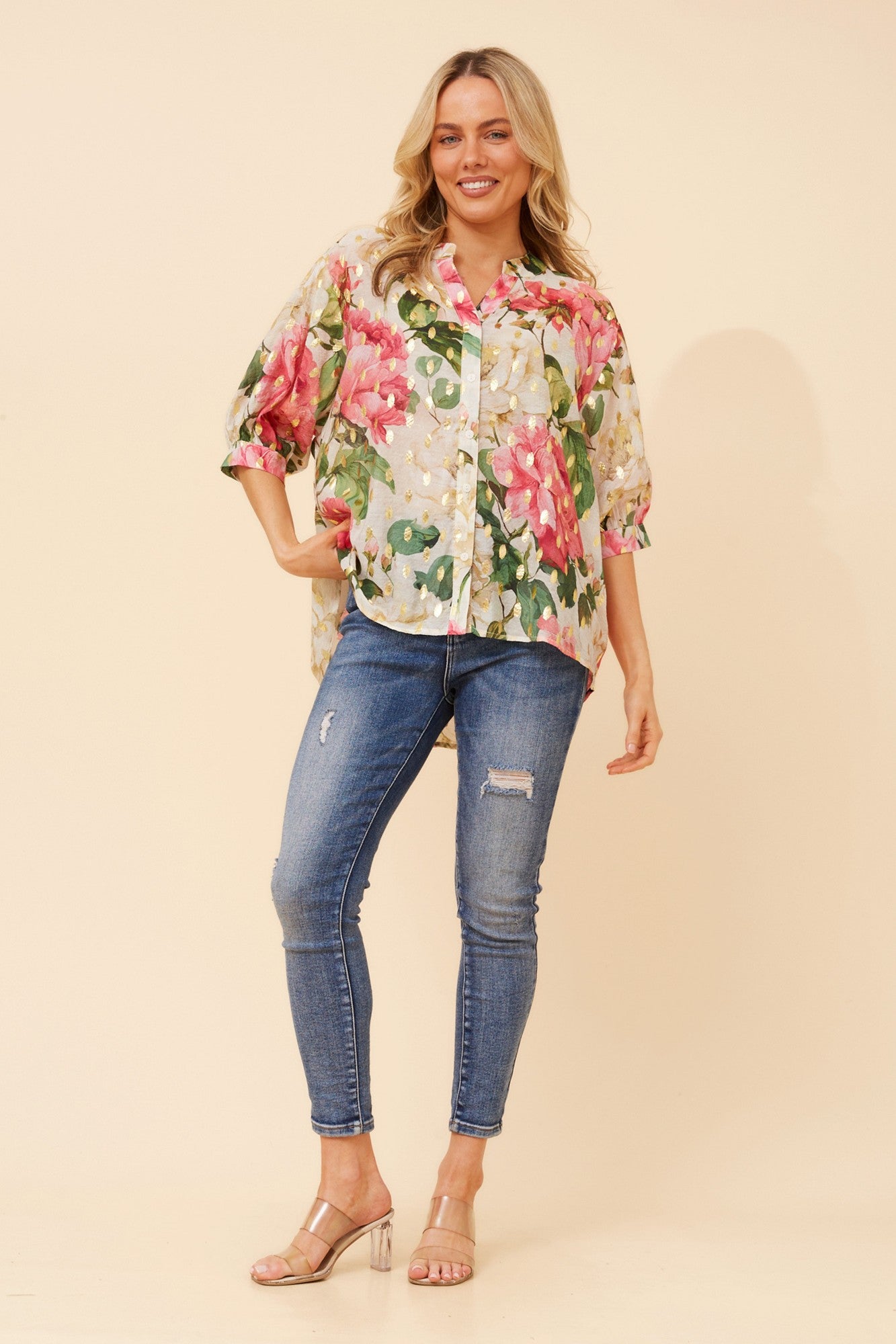 BELINA FLORAL SHIRT (Multi White)