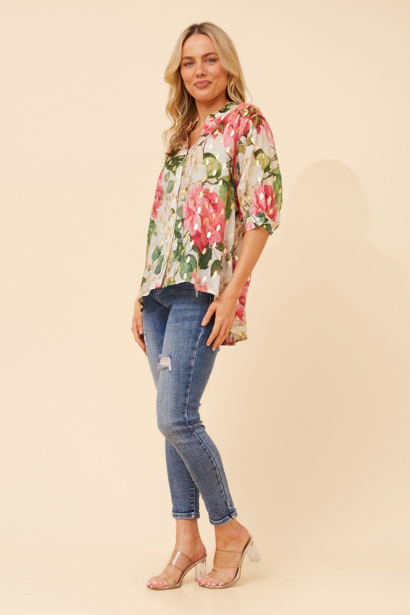 BELINA FLORAL SHIRT (Multi White)