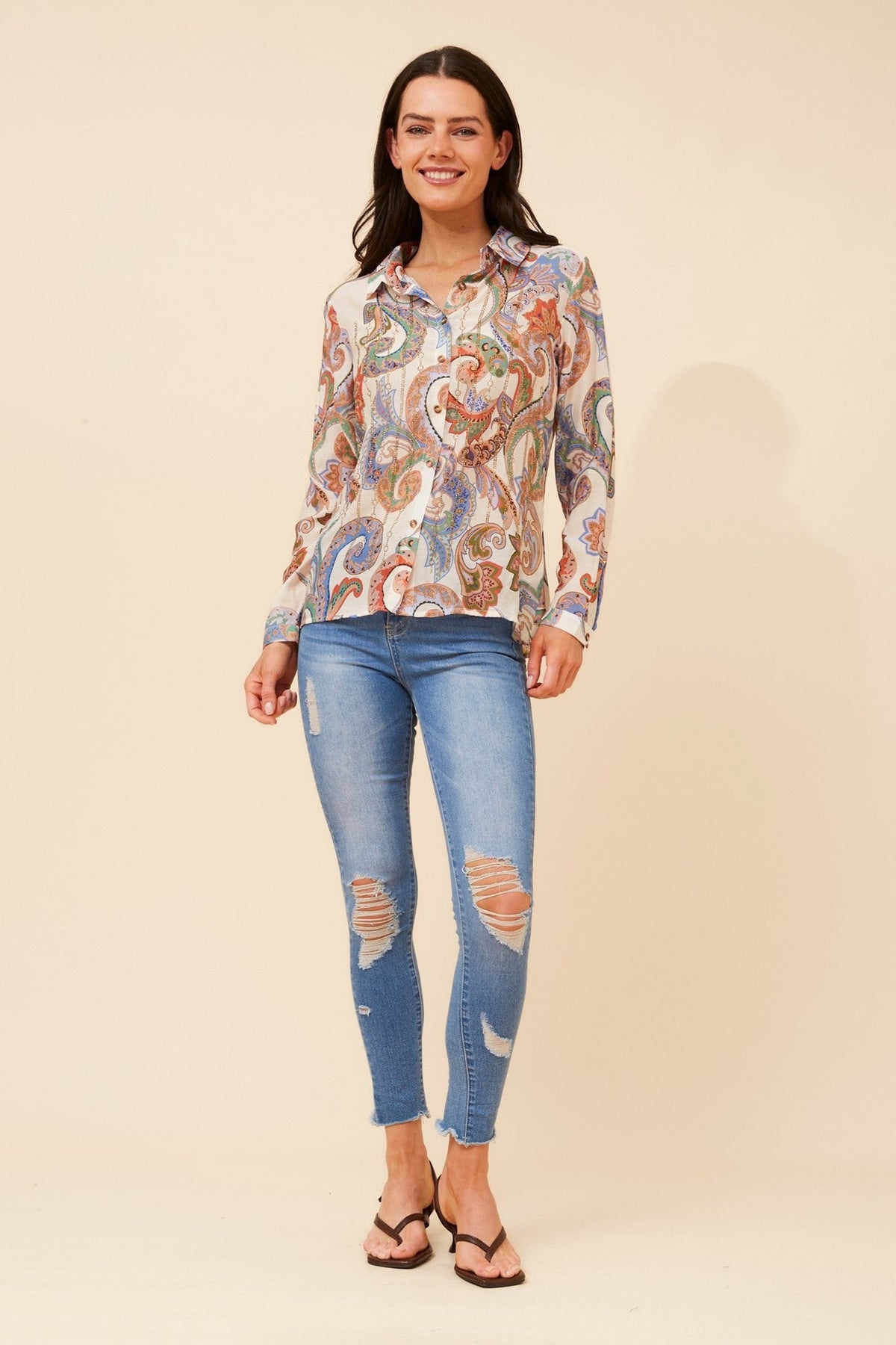 ORENDA PAISLEY PRINT SHIRT (Multi Cream)