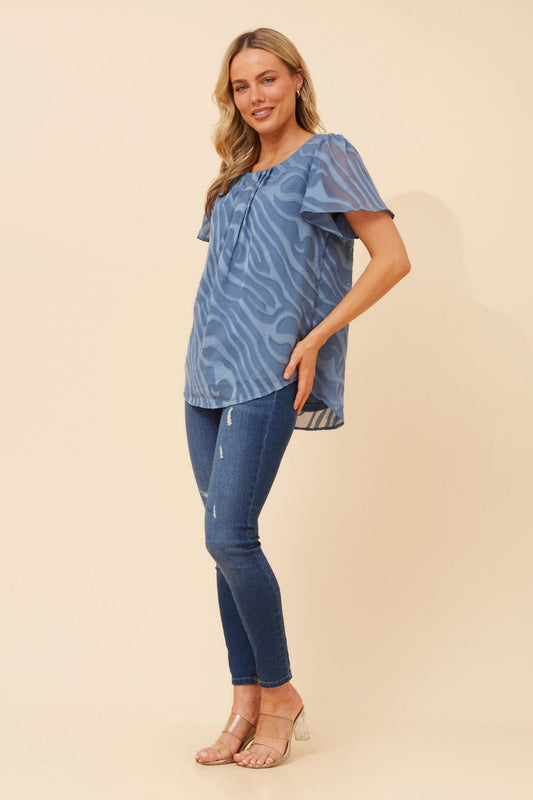 CHARLETTE BURNOUT BLOUSE (Black)