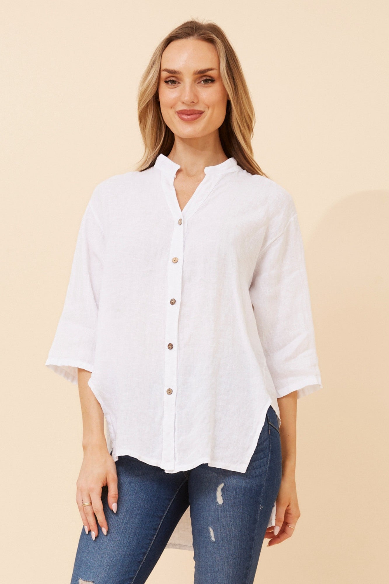 WILNA SOLD LINEN SHIRT (White)