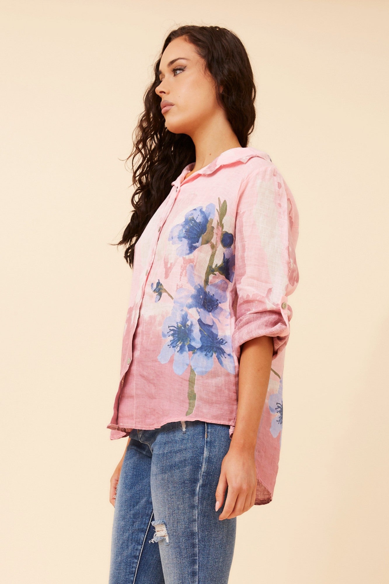 ROCCO FLORAL LINEN TOP (Pink)