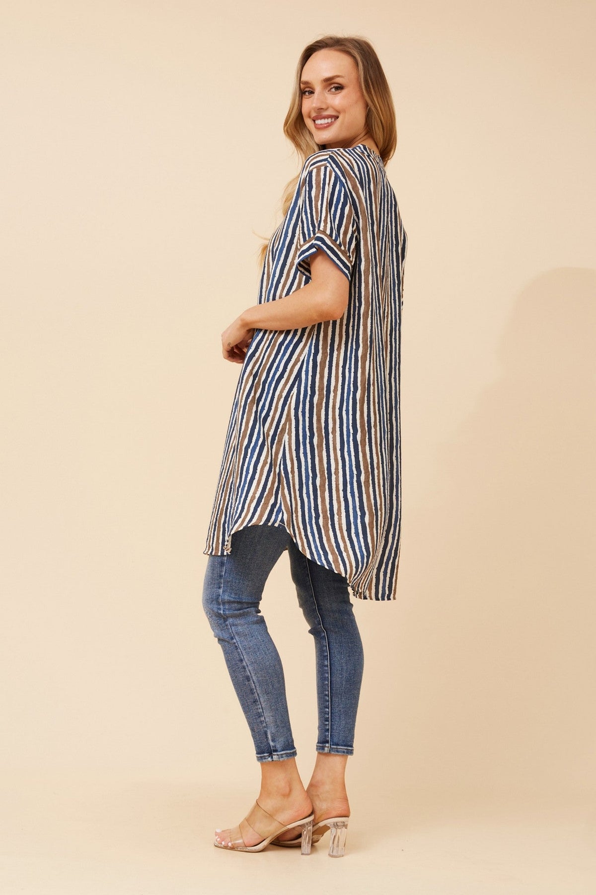 MICAH STRIPE PRINT TUNIC (Blue)