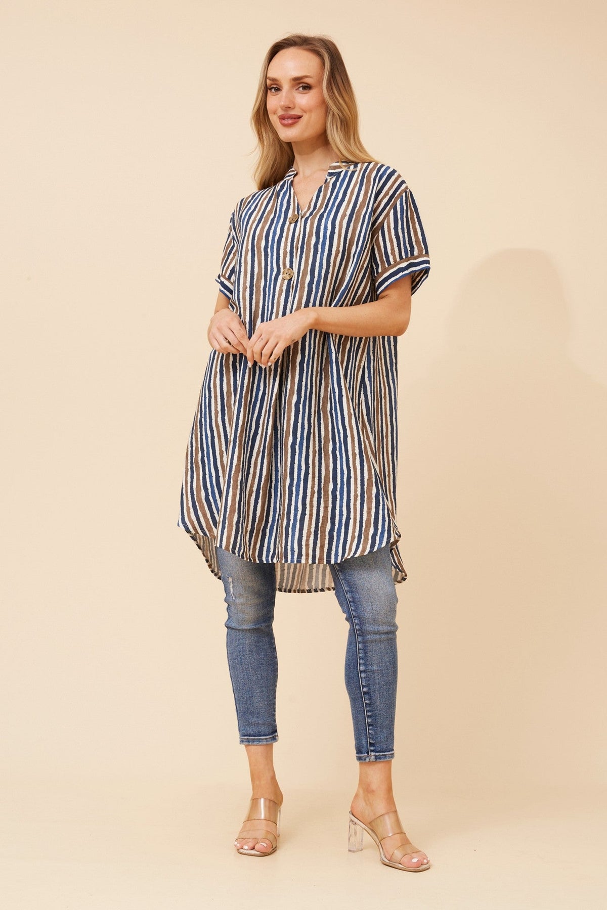 MICAH STRIPE PRINT TUNIC (Blue)