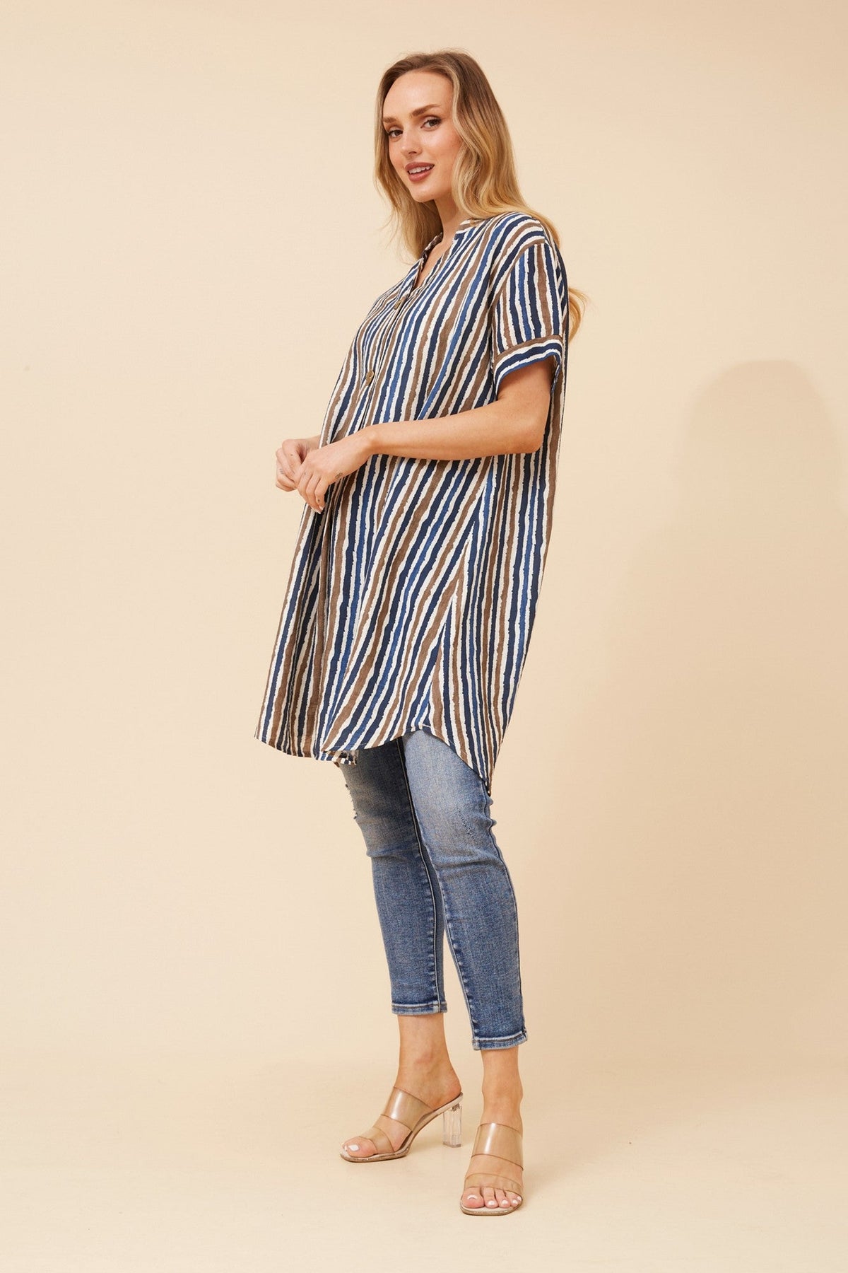 MICAH STRIPE PRINT TUNIC (Blue)