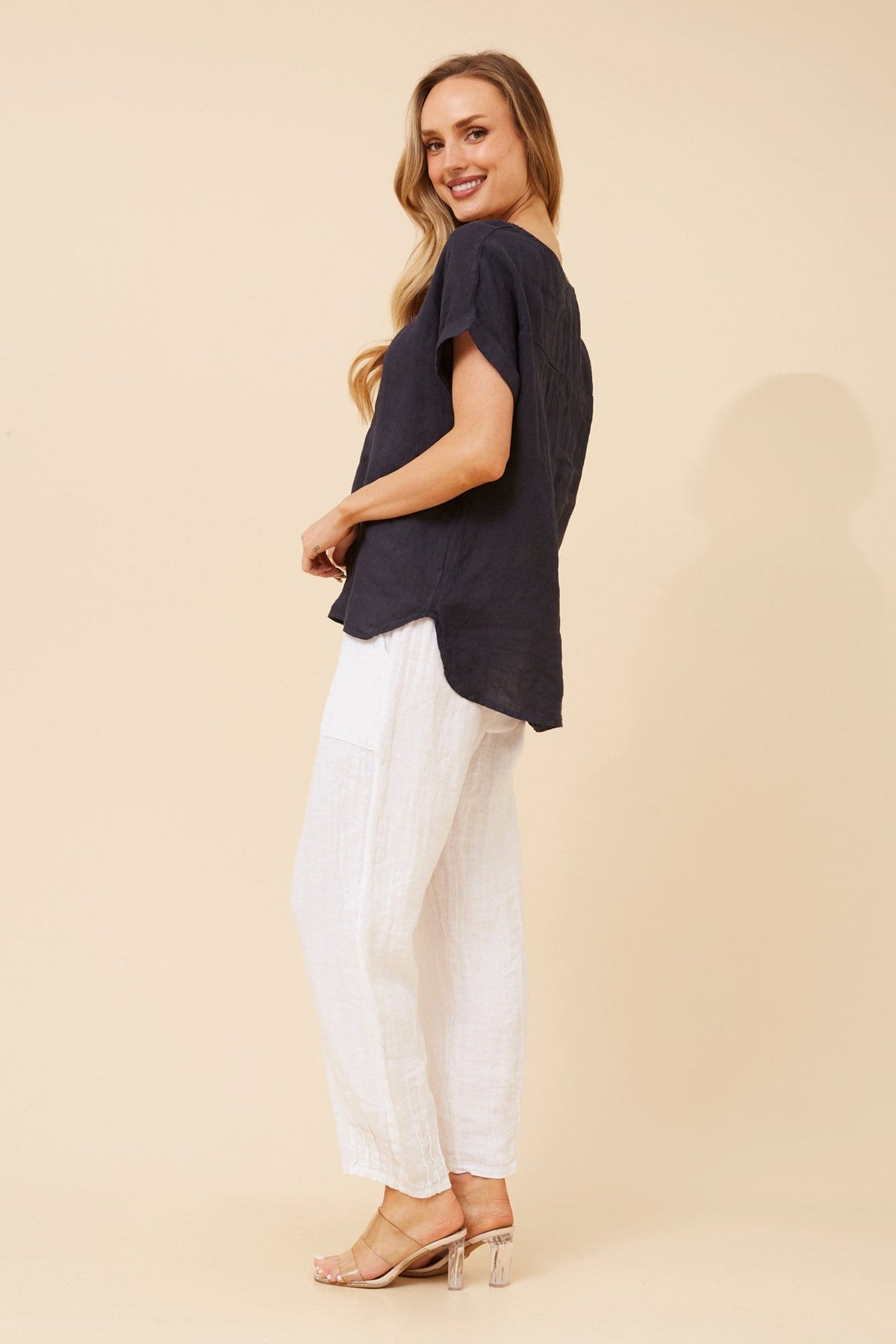 LEORA SOLID LINEN TOP (Chocolate)