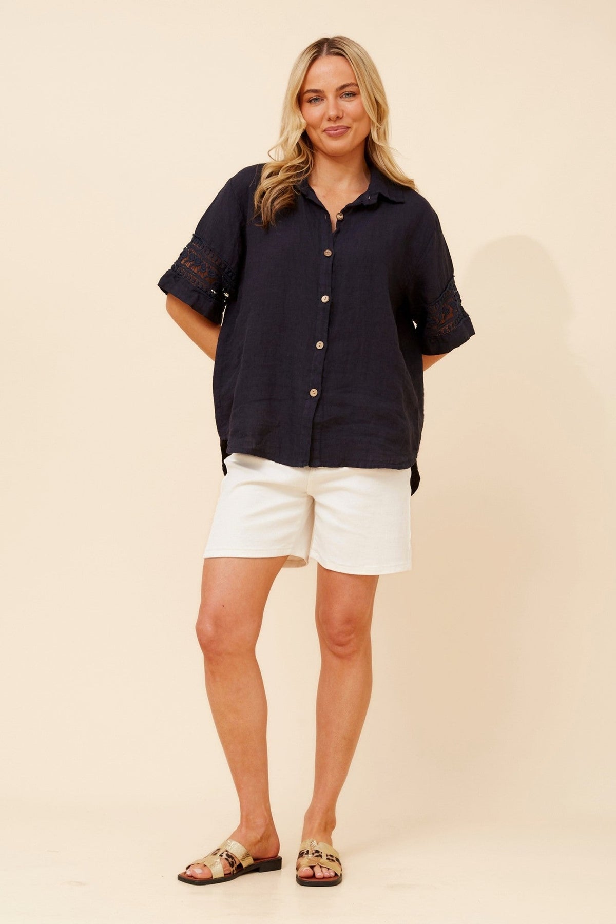 BOTTEGA MODA IRMA LINEN SHIRT (Mauve Mist)