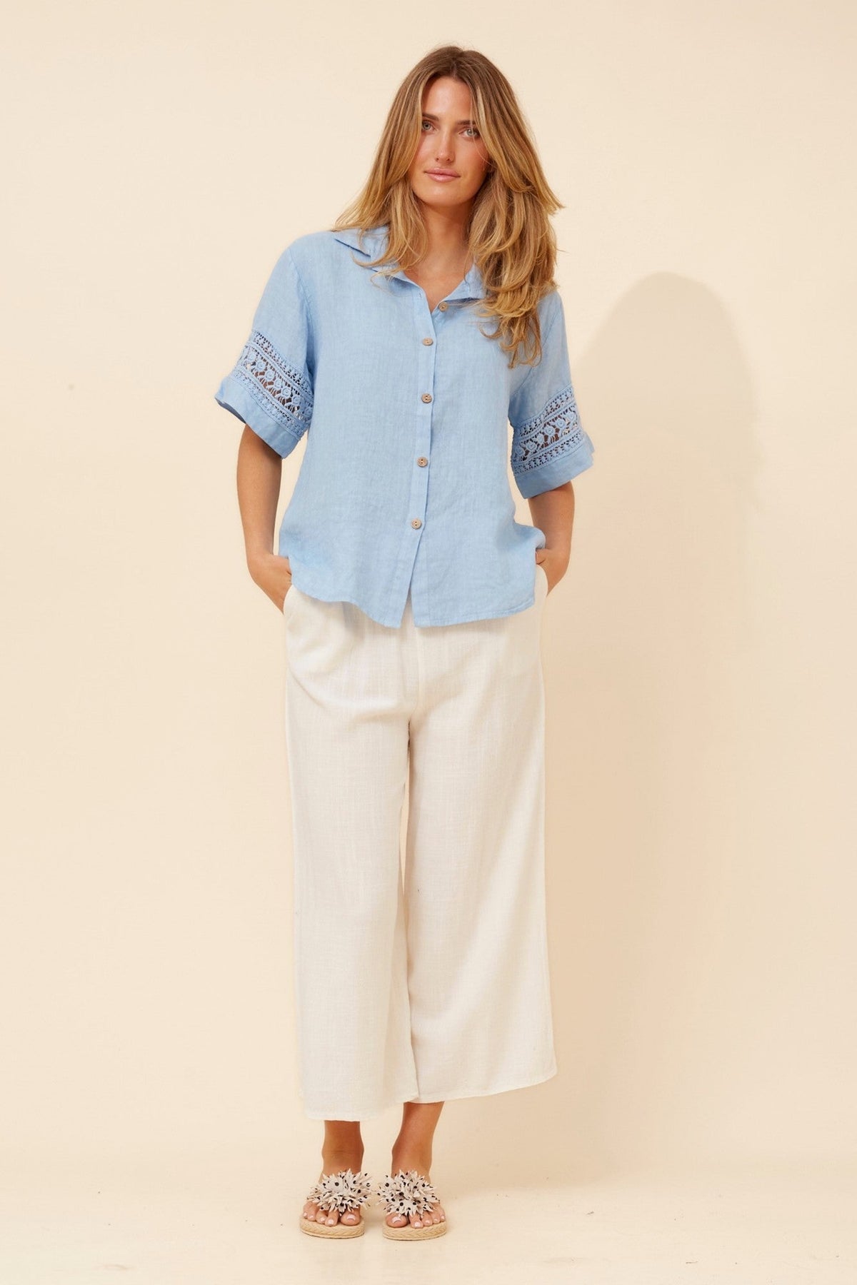BOTTEGA MODA IRMA LINEN SHIRT (Mauve Mist)
