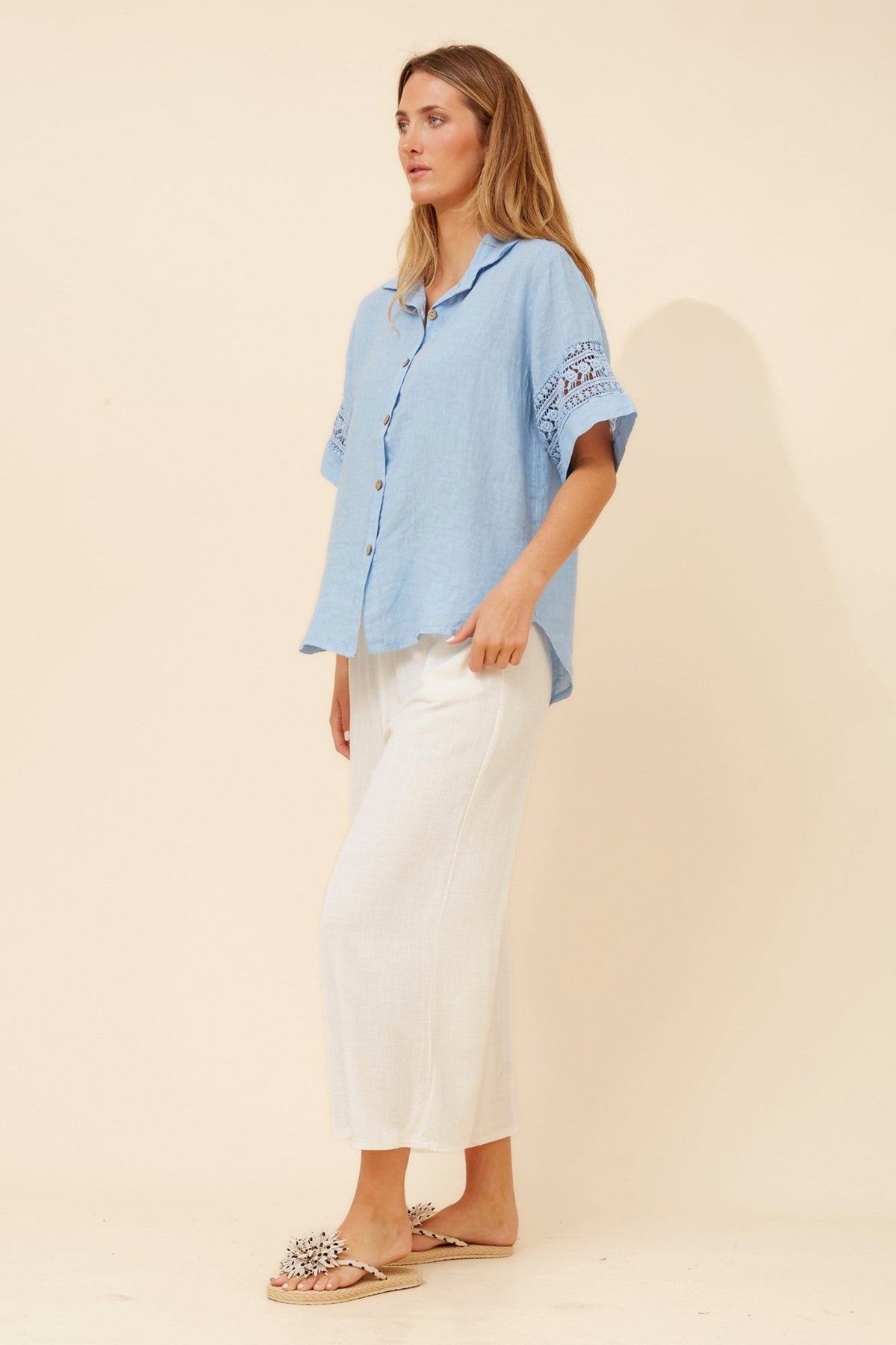 BOTTEGA MODA IRMA LINEN SHIRT (Mauve Mist)