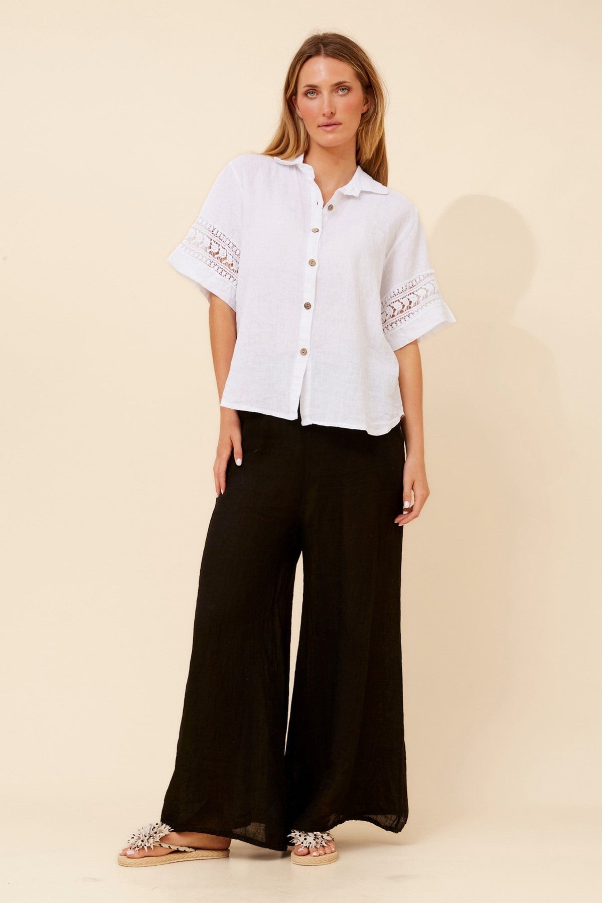 BOTTEGA MODA IRMA LINEN SHIRT (White)