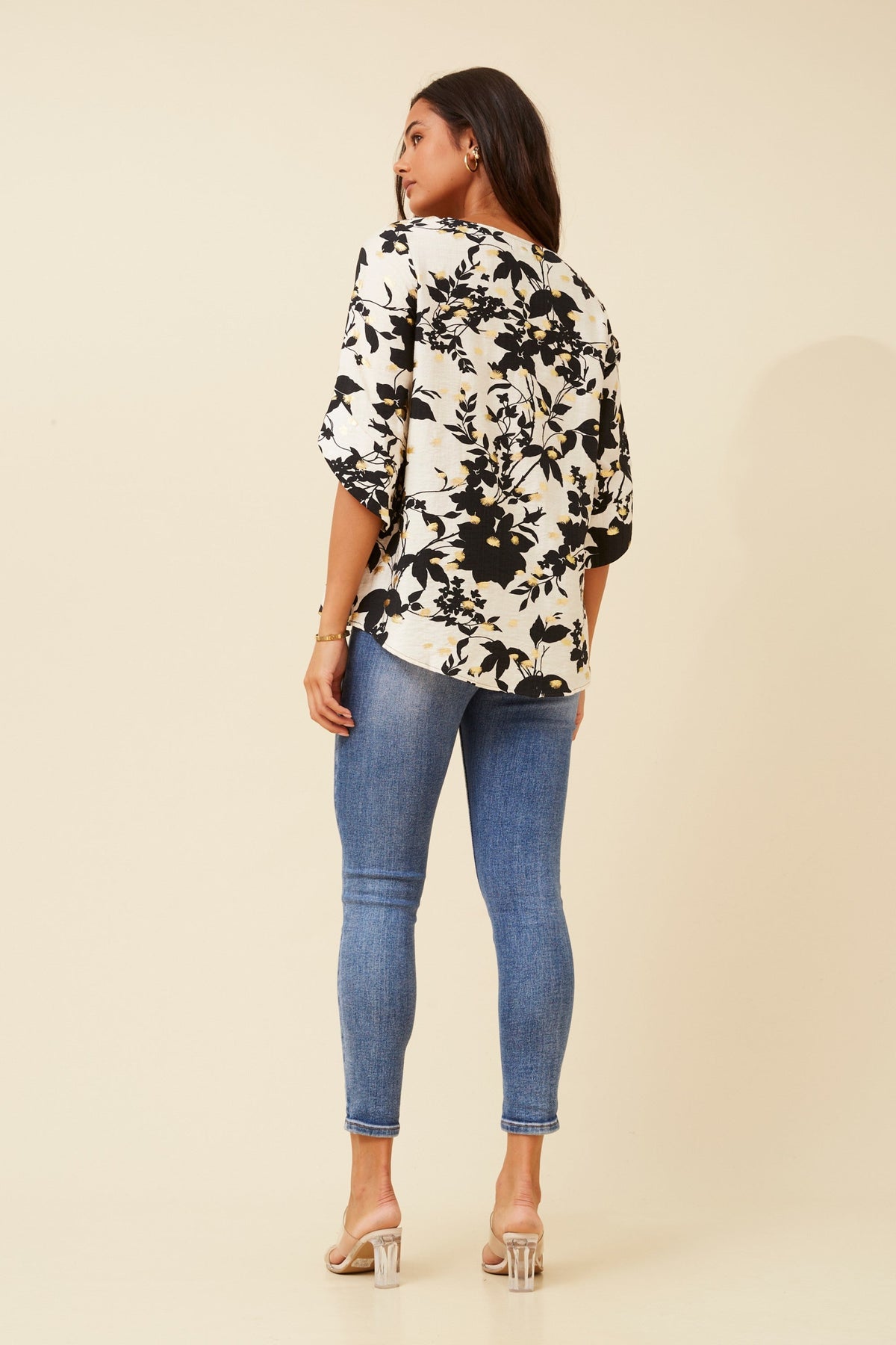 SAMANTHA FOIL PRINT TOP (Ivory)