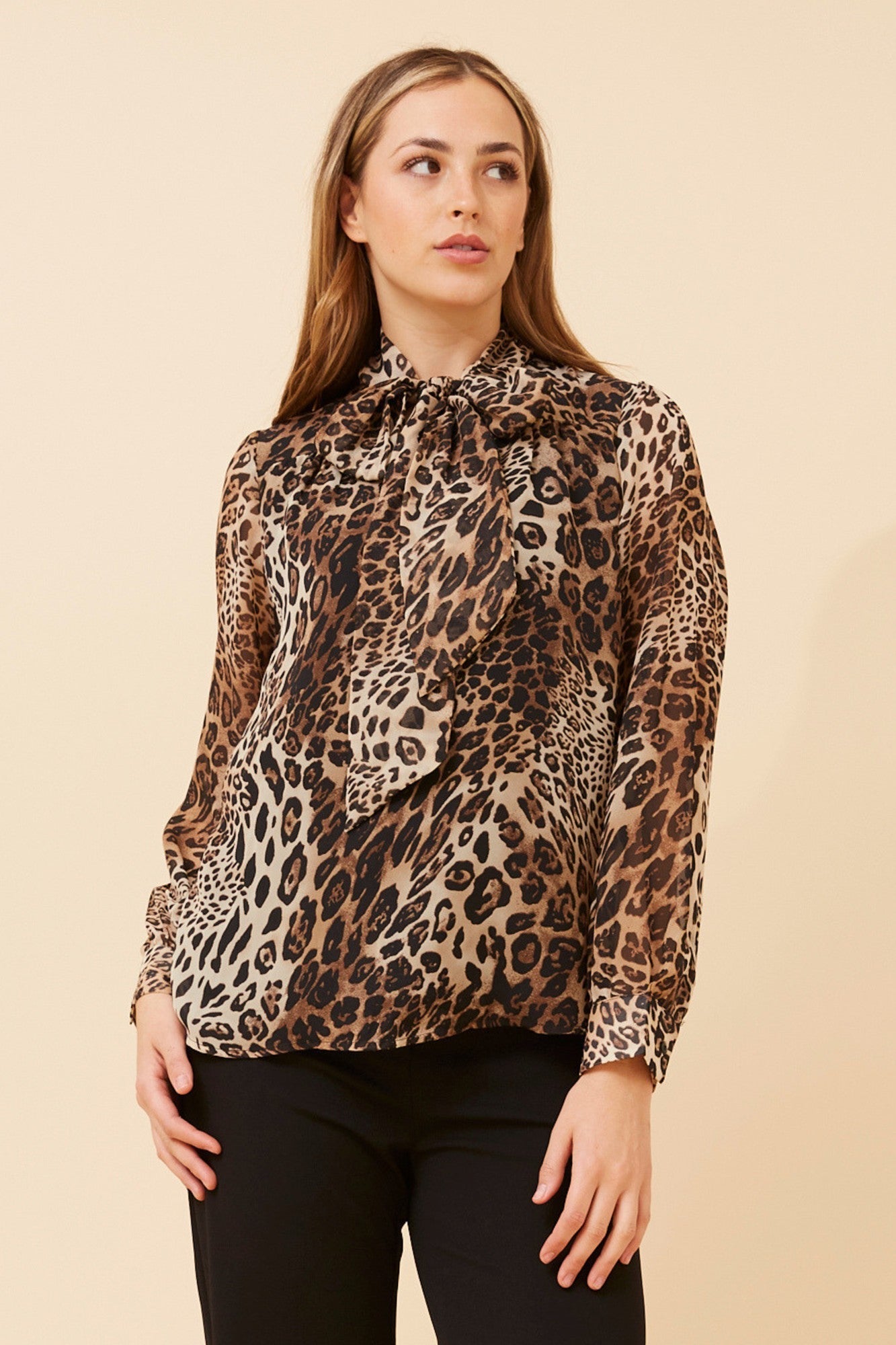 Image of Blouses. Product name - QUILLA ANIMAL PRINT BLOUSE in Multi Beige colour by brand - Stella