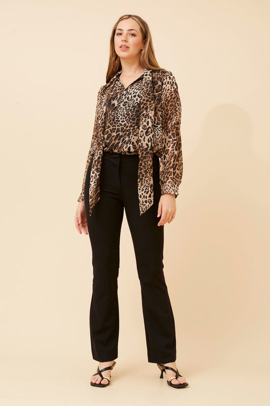 QUILLA ANIMAL PRINT BLOUSE (Multi Beige)