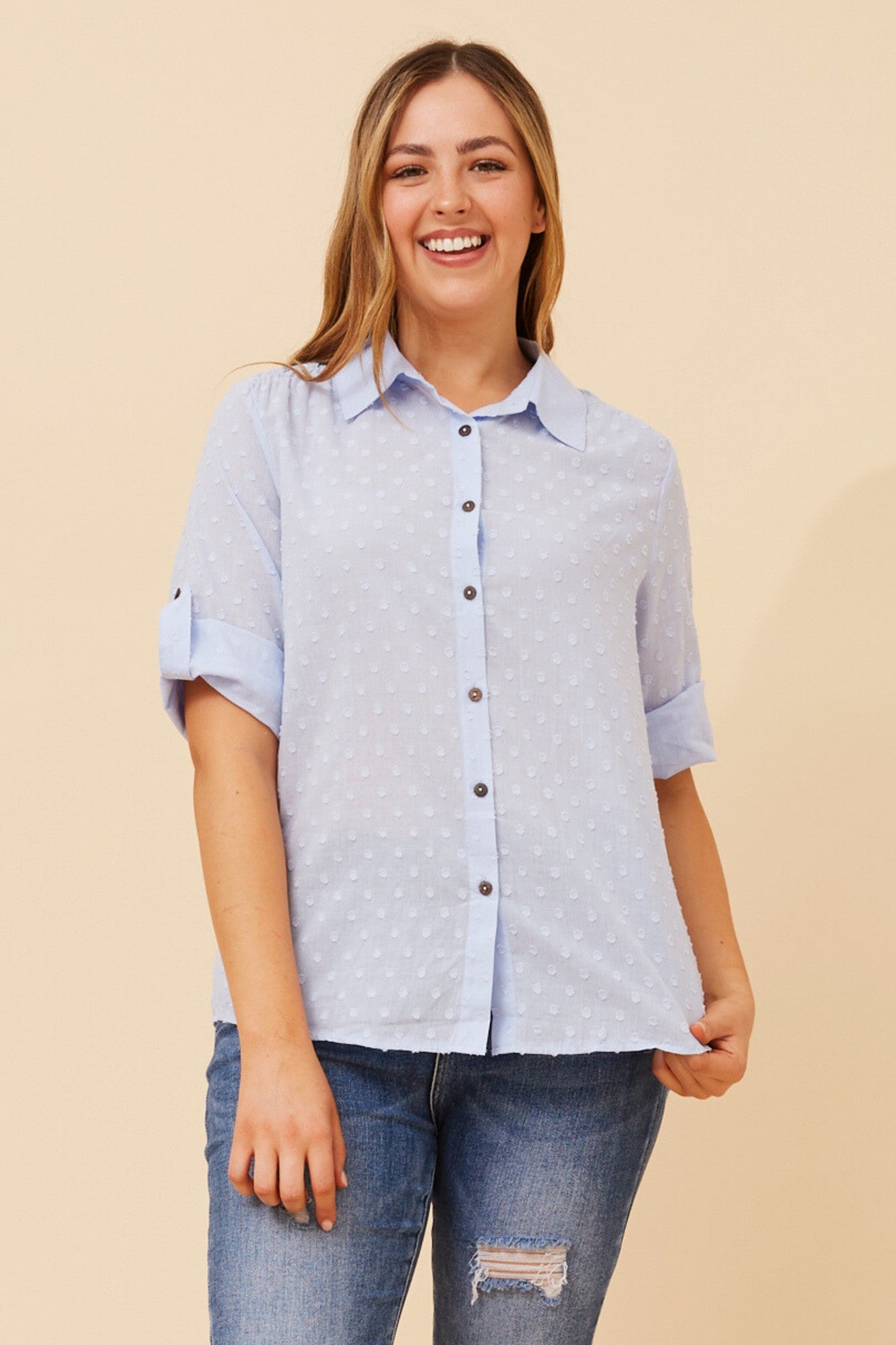 PEPPI SWISS-DOTS SHIRT (Skylight)