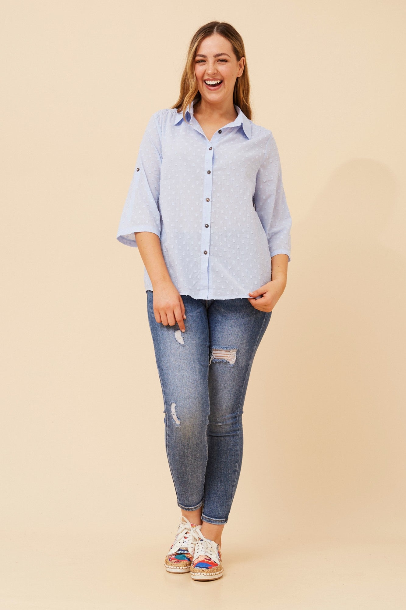 PEPPI SWISS-DOTS SHIRT (Skylight)