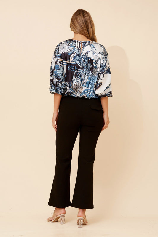Caroline Morgan Australia ALBERTA SCARF PRINT TOP (Multi Black)