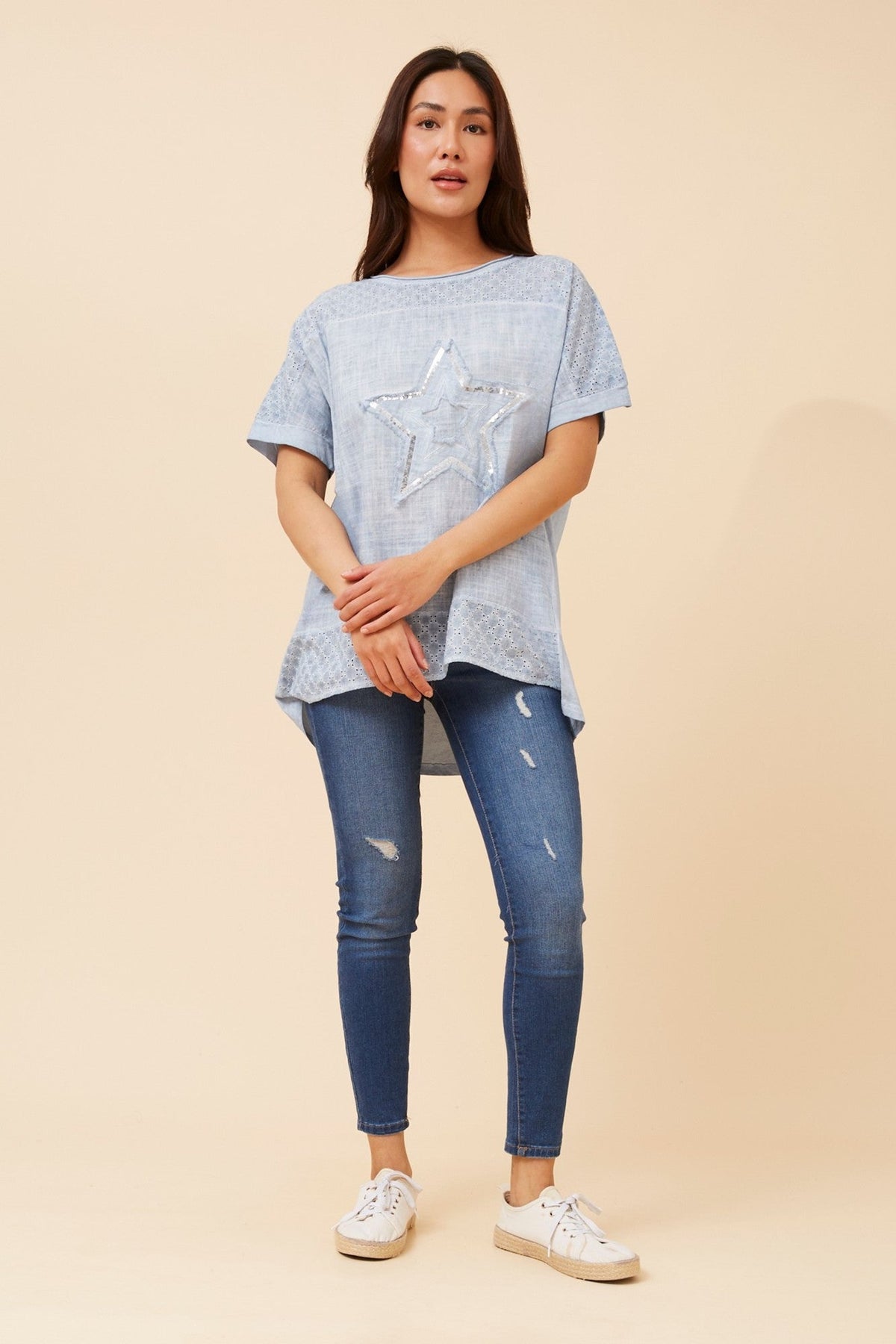 DRAI SEQUIN STAR TOP (Light Blue)