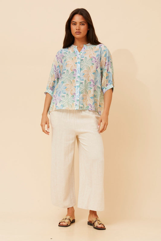 Caroline Morgan Australia BELINA FLORAL SHIRT (Multi Blue)