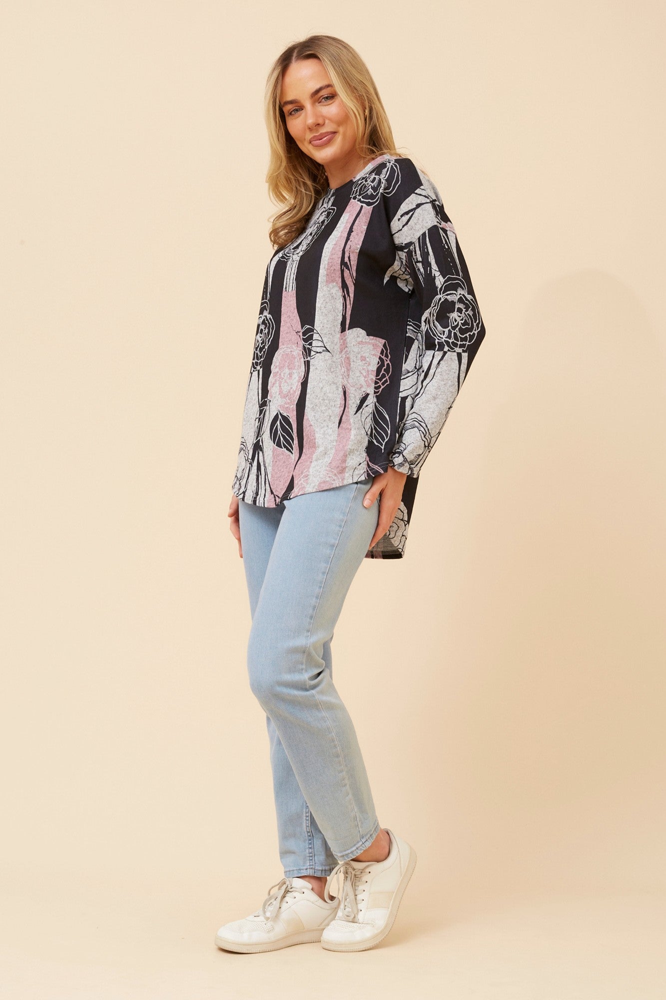 EVA ABSTRACT PRINT TOP (Multi Pink)