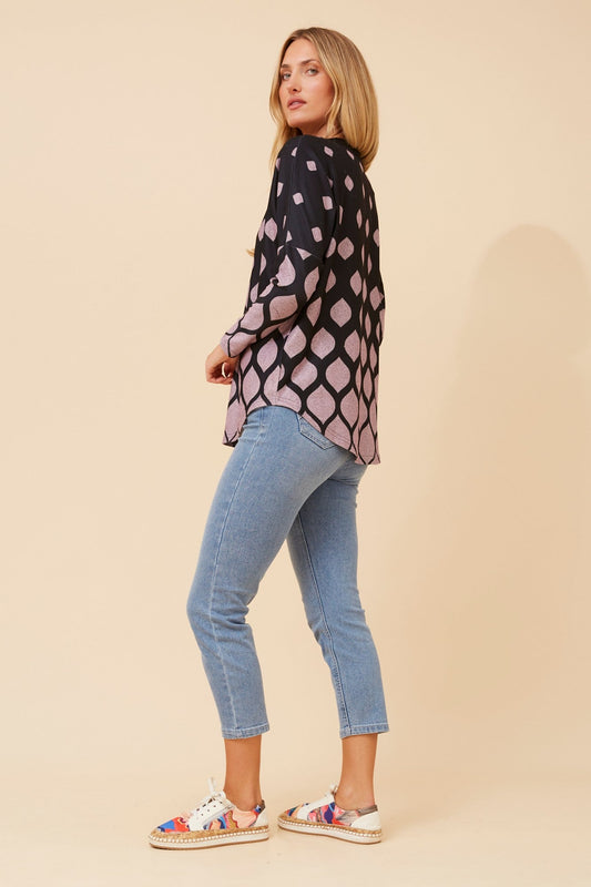 SUVI BORDER PRINT TOP (Multi Pink)
