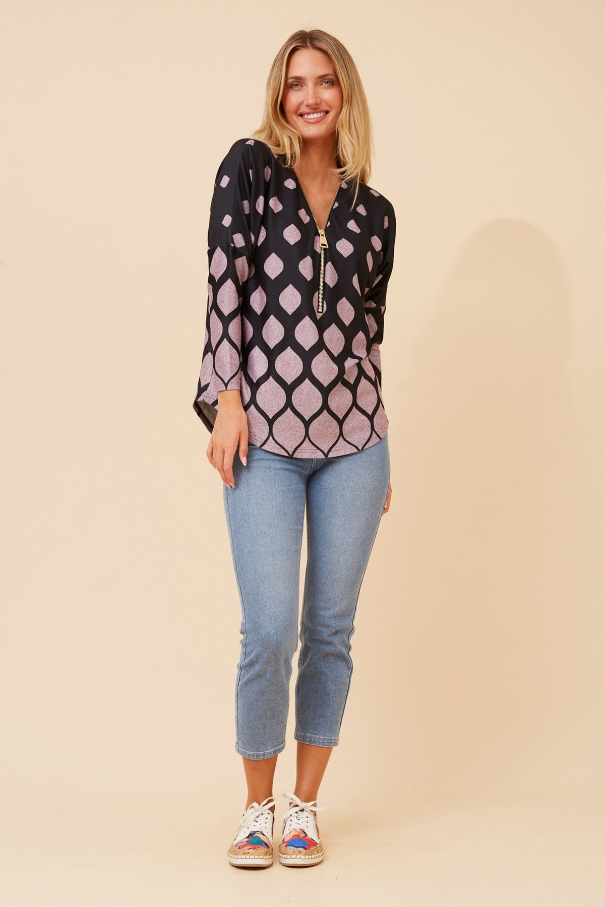 SUVI BORDER PRINT TOP (Multi Pink)