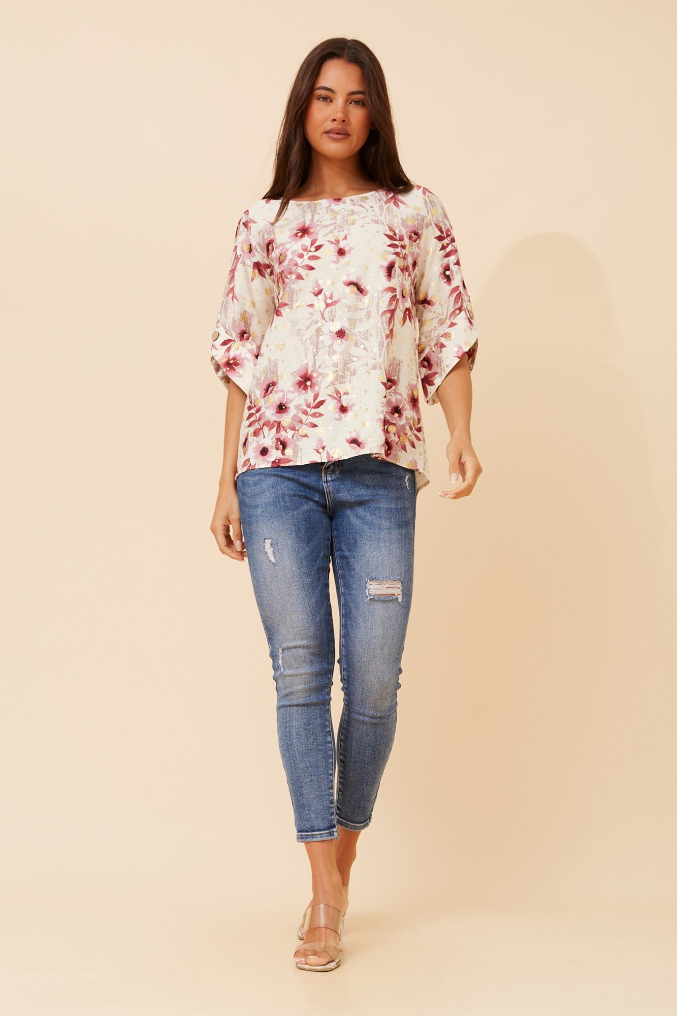 SAMANTHA FLORAL TOP (Multi Pink)