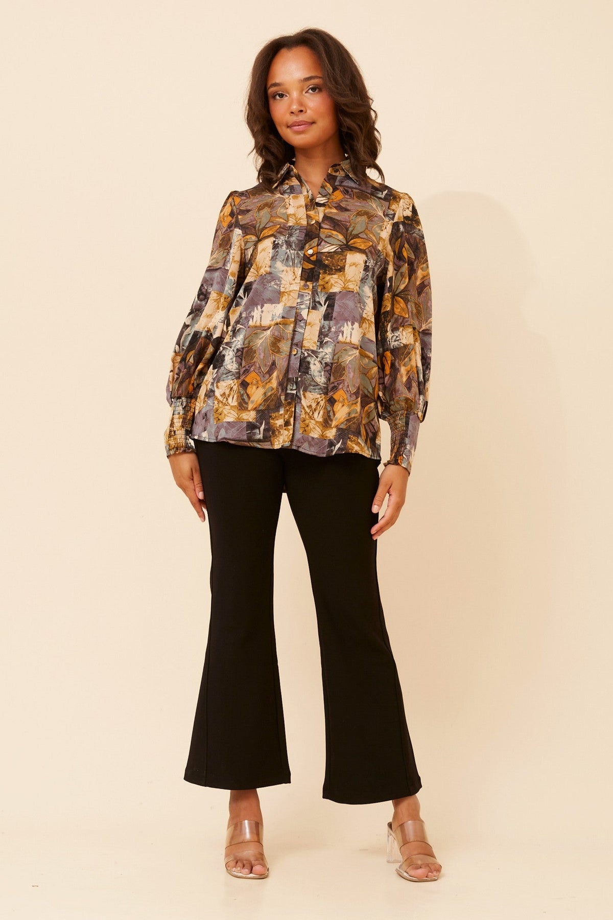 VELLE PATCHWORK PRINT SHIRT (Marigold)