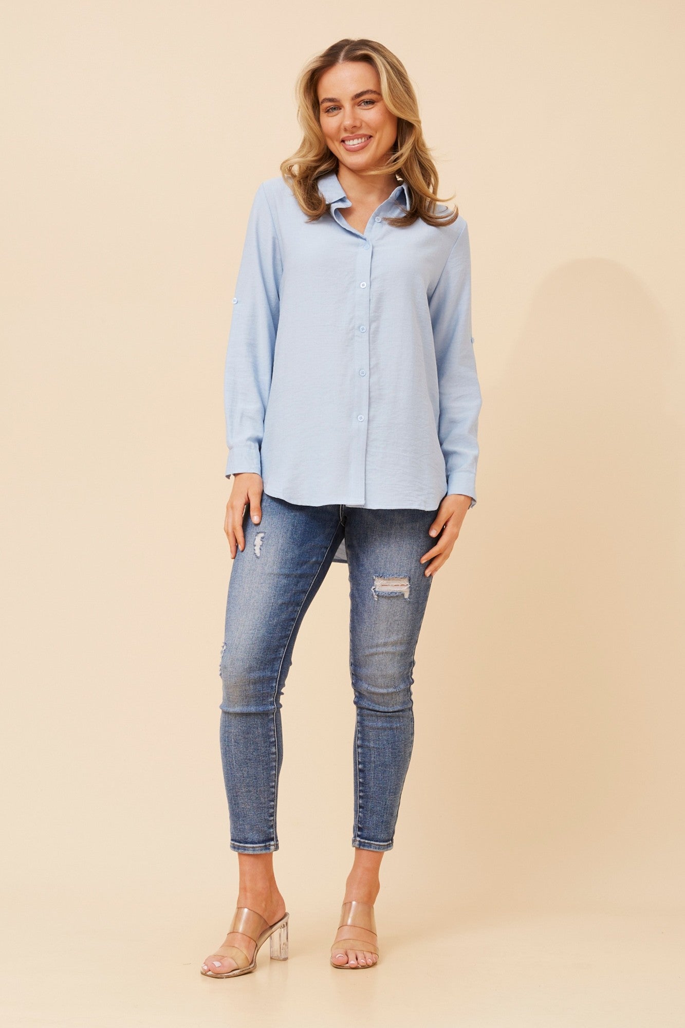 KLAUS CURVED HEM SHIRT (Blue)