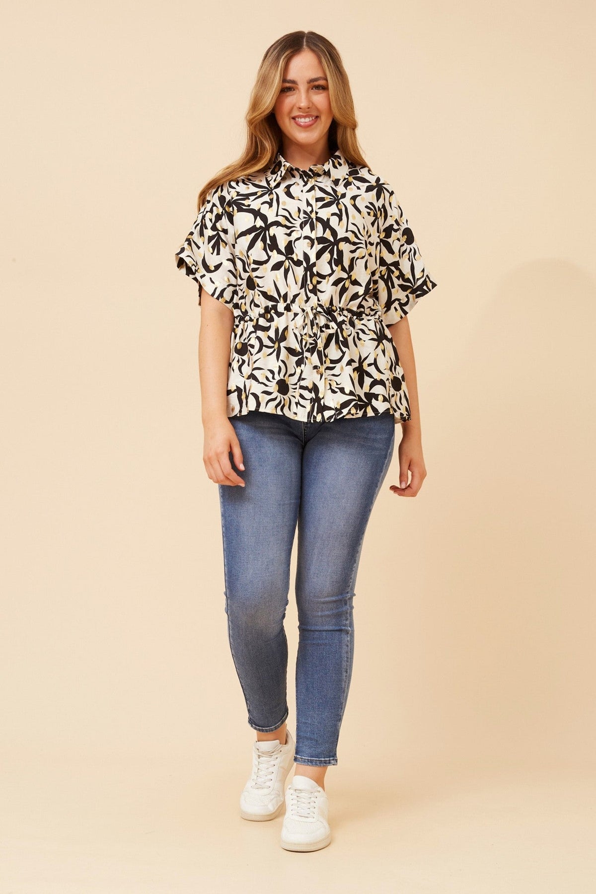 KAORU FOIL PRINT TOP (Black)