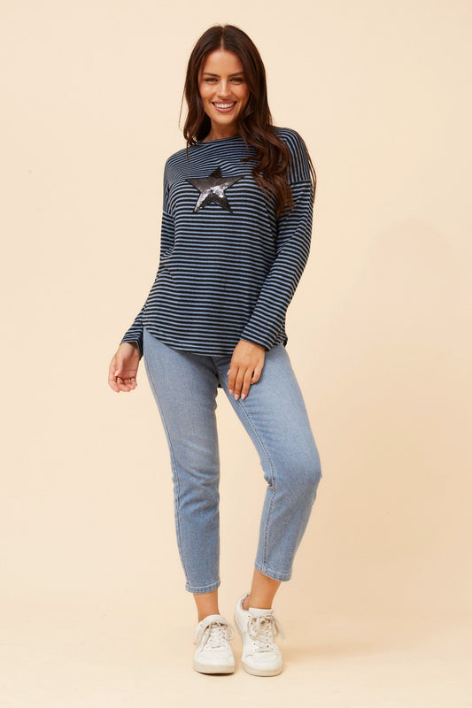 EVA SEQUIN STAR TOP (Blue)