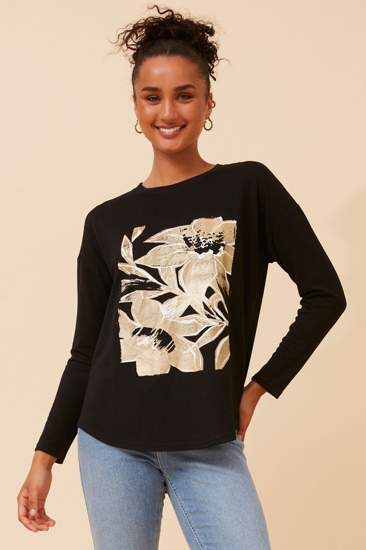 EVA FOIL PRINT TOP (Black)