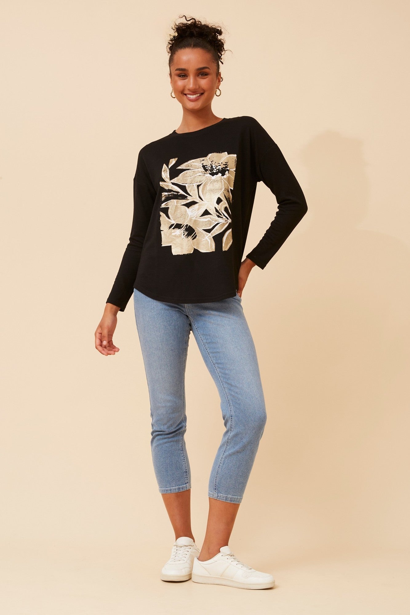 EVA FOIL PRINT TOP (Black)