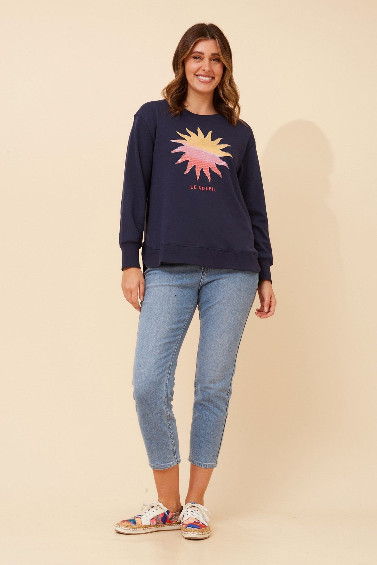 HUDSON GRAPHIC PRINT JUMPER (Light Grey Marl)