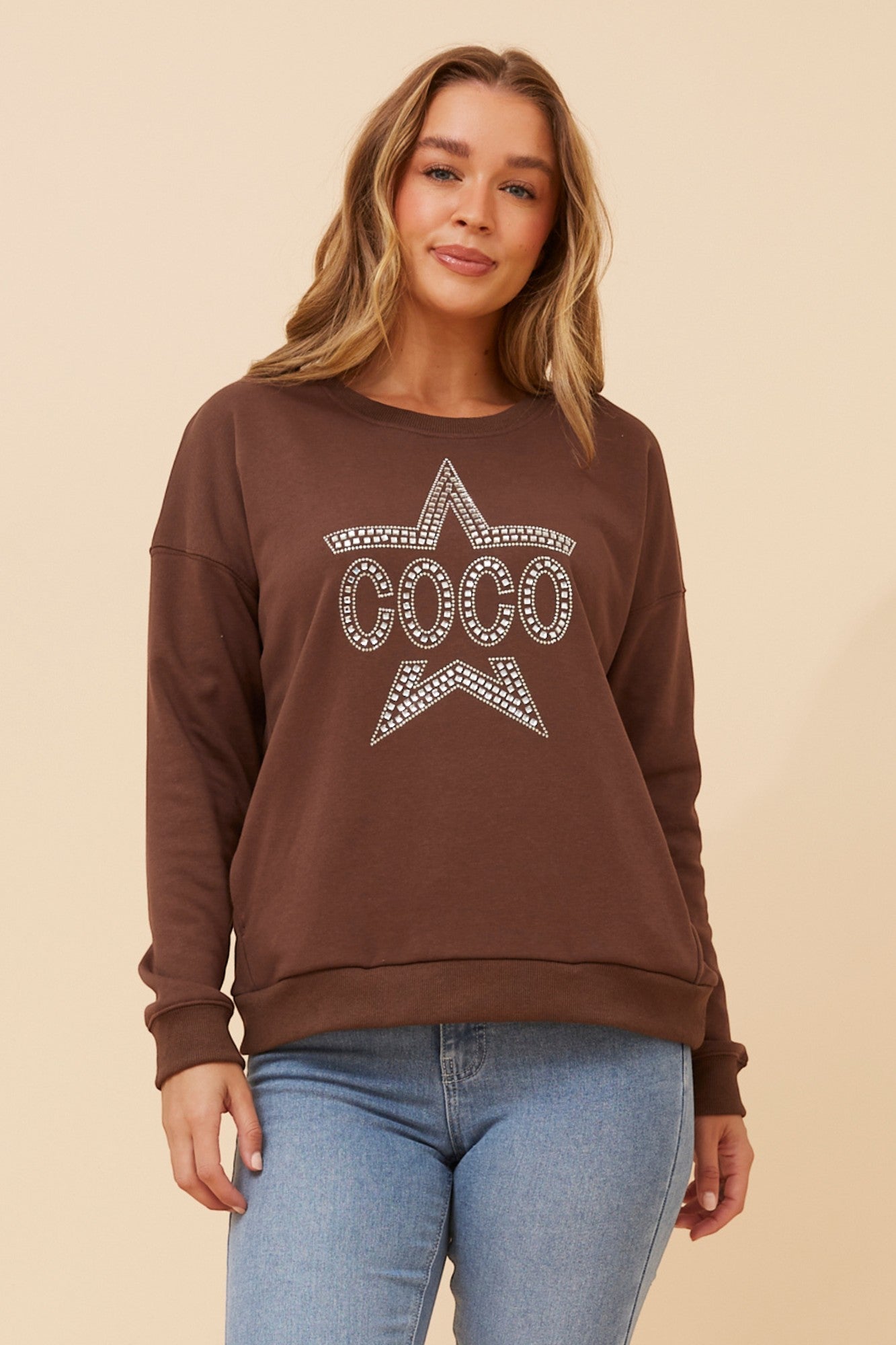 LUXE STAR PRINT TOP (Chocolate)