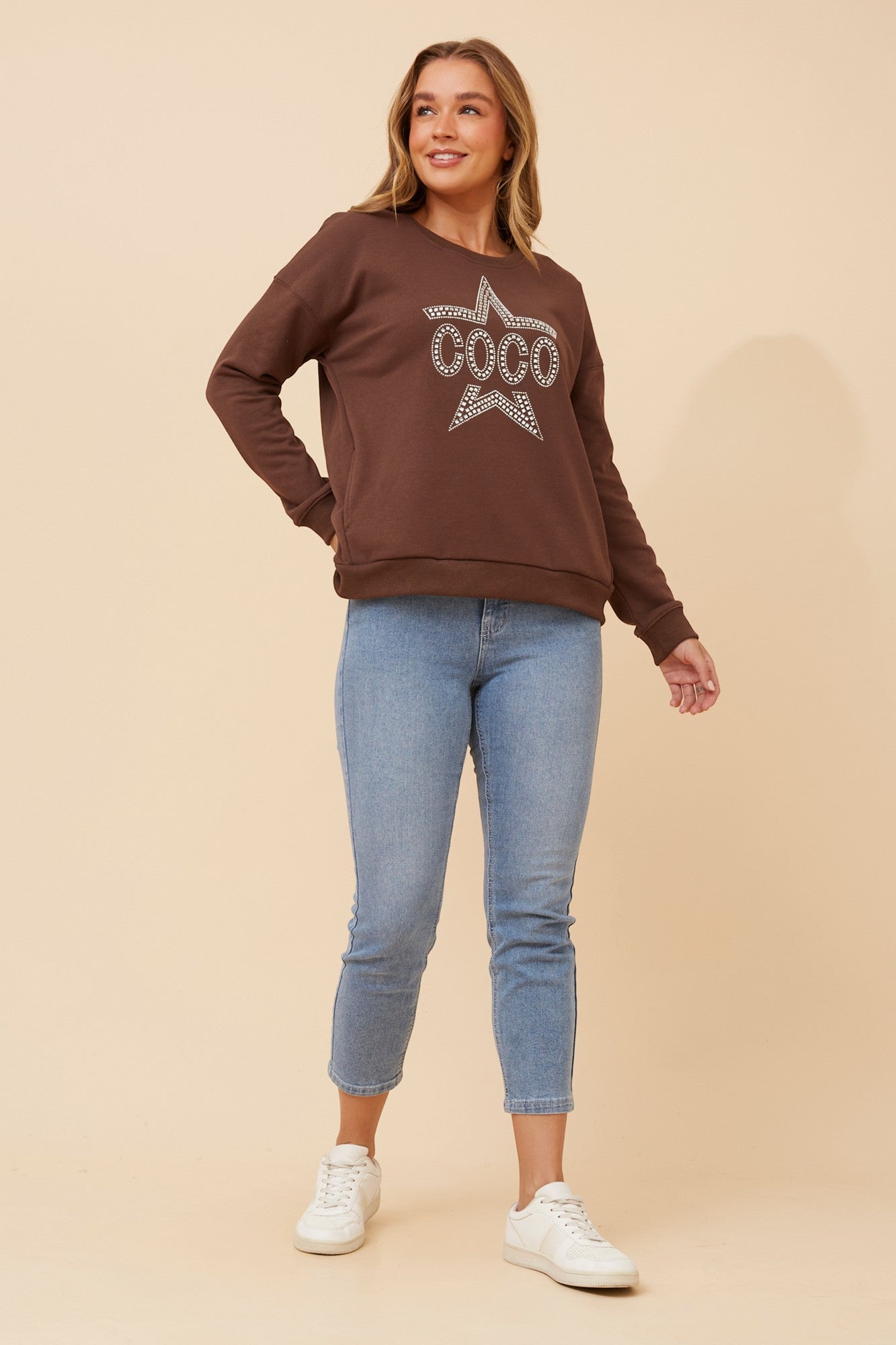 LUXE STAR PRINT TOP (Chocolate)