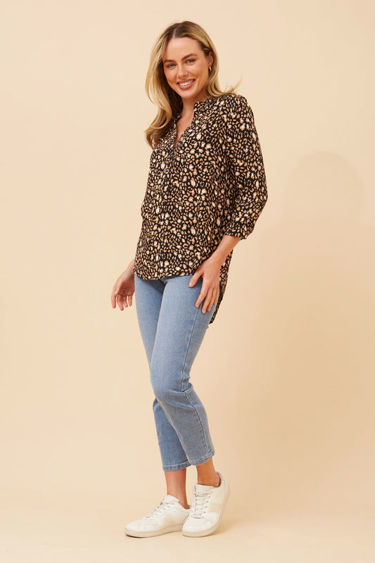 ROMINA ANIMAL PRINT BLOUSE (Multi Beige)