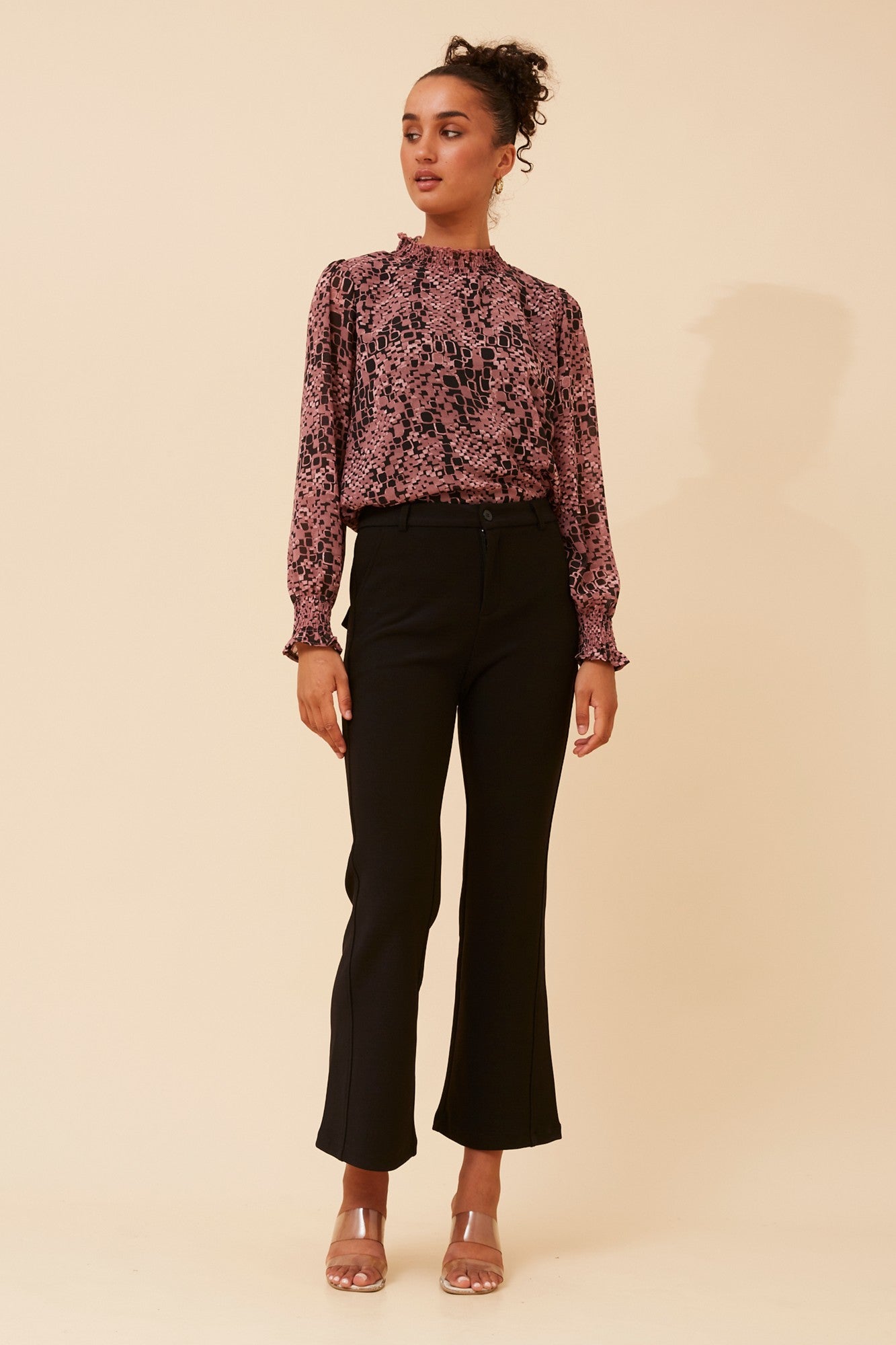 DIANA ABSTRACT PRINT BLOUSE (Rosewood)