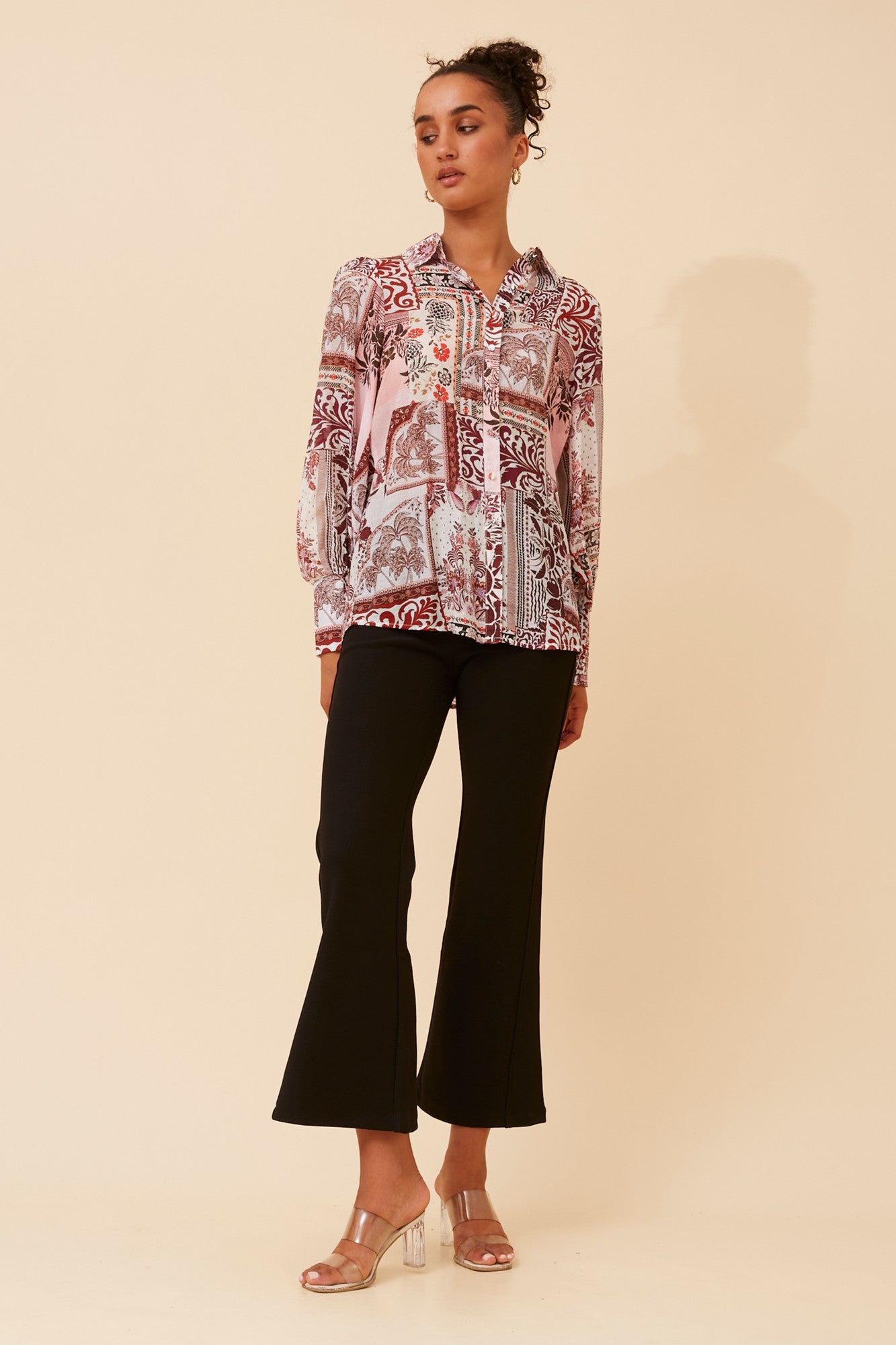 VELLE ABSTRACT PRINT SHIRT (Burgundy)