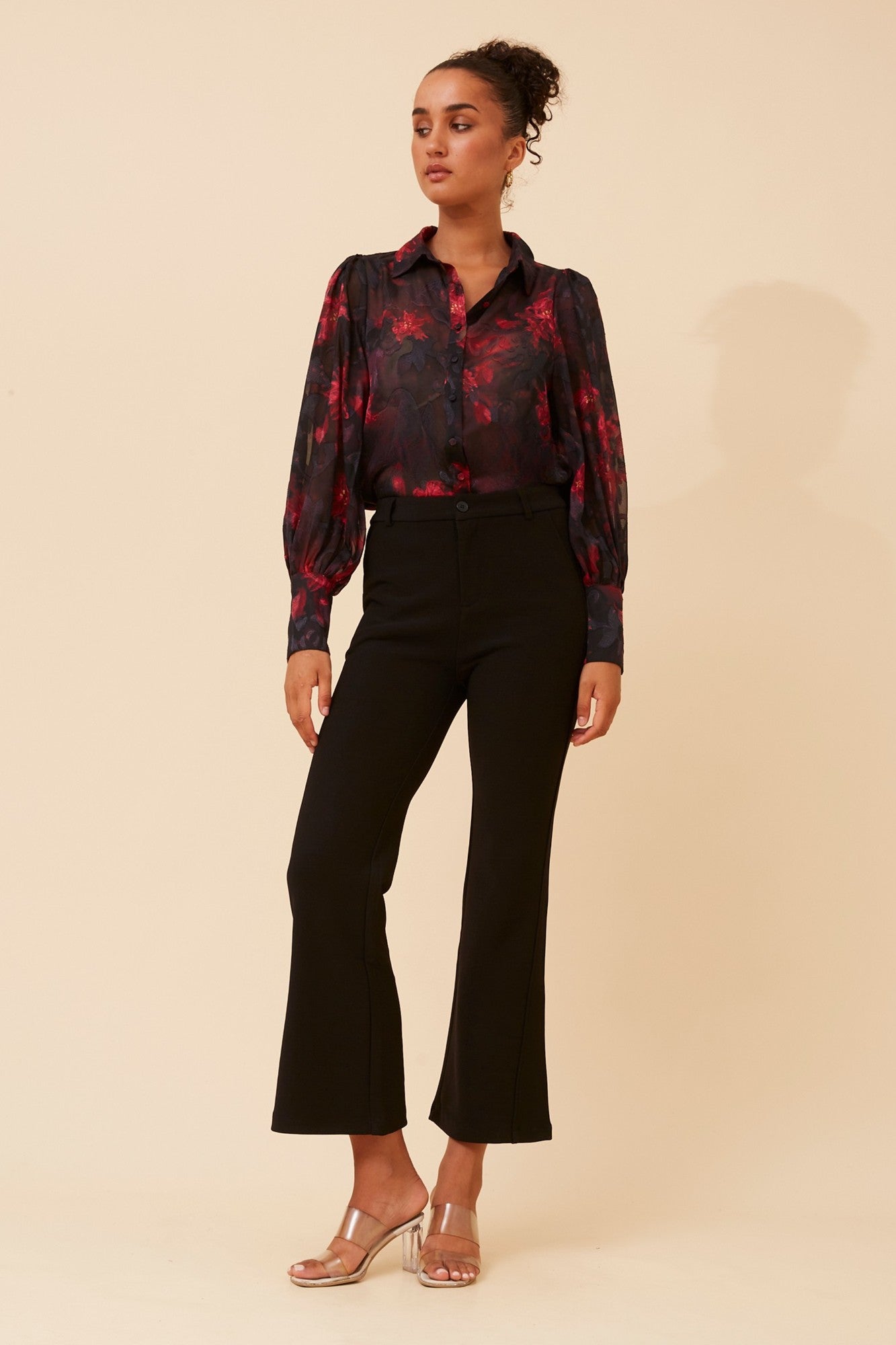BELLE FLORAL PRINT SHIRT (Rich Red)
