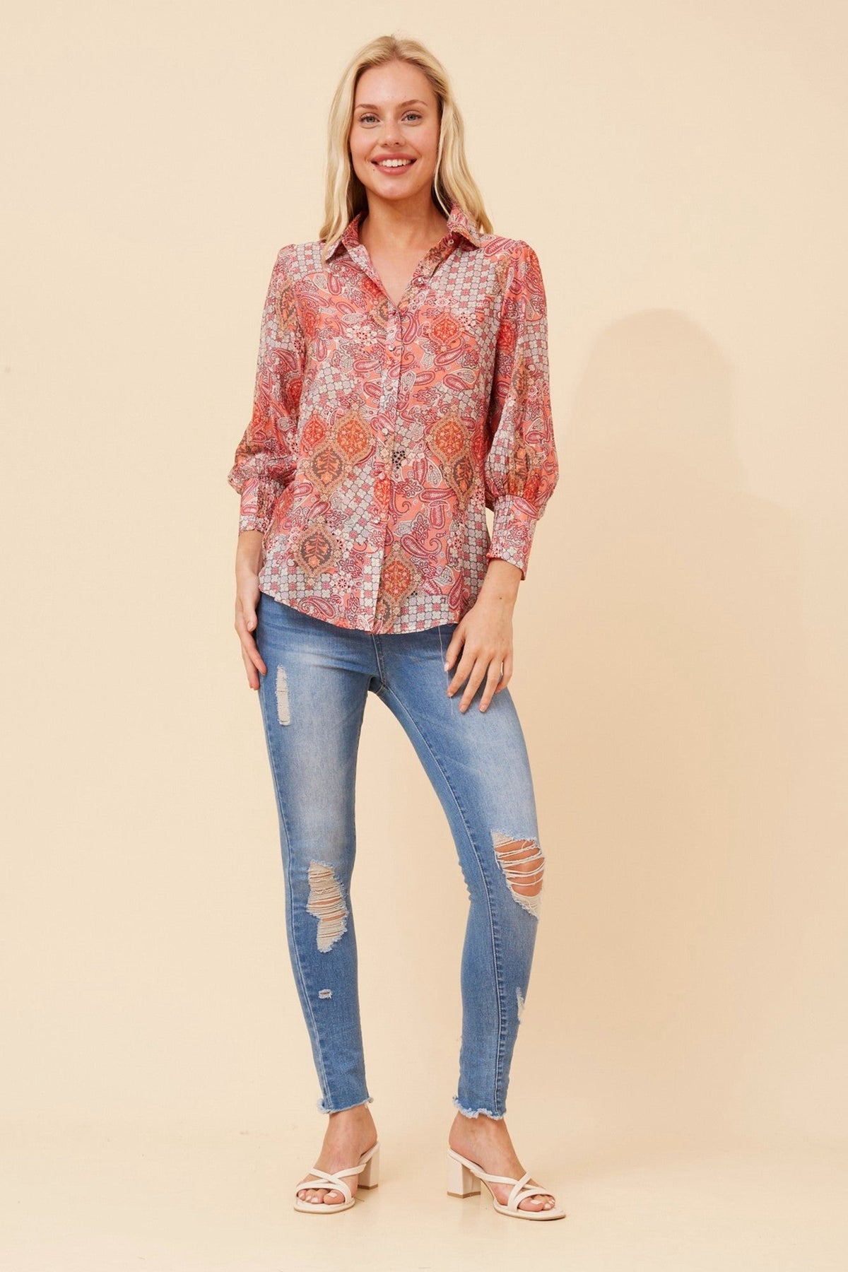 ISHLA ABSTRACT PRINT SHIRT (Multi Pink)