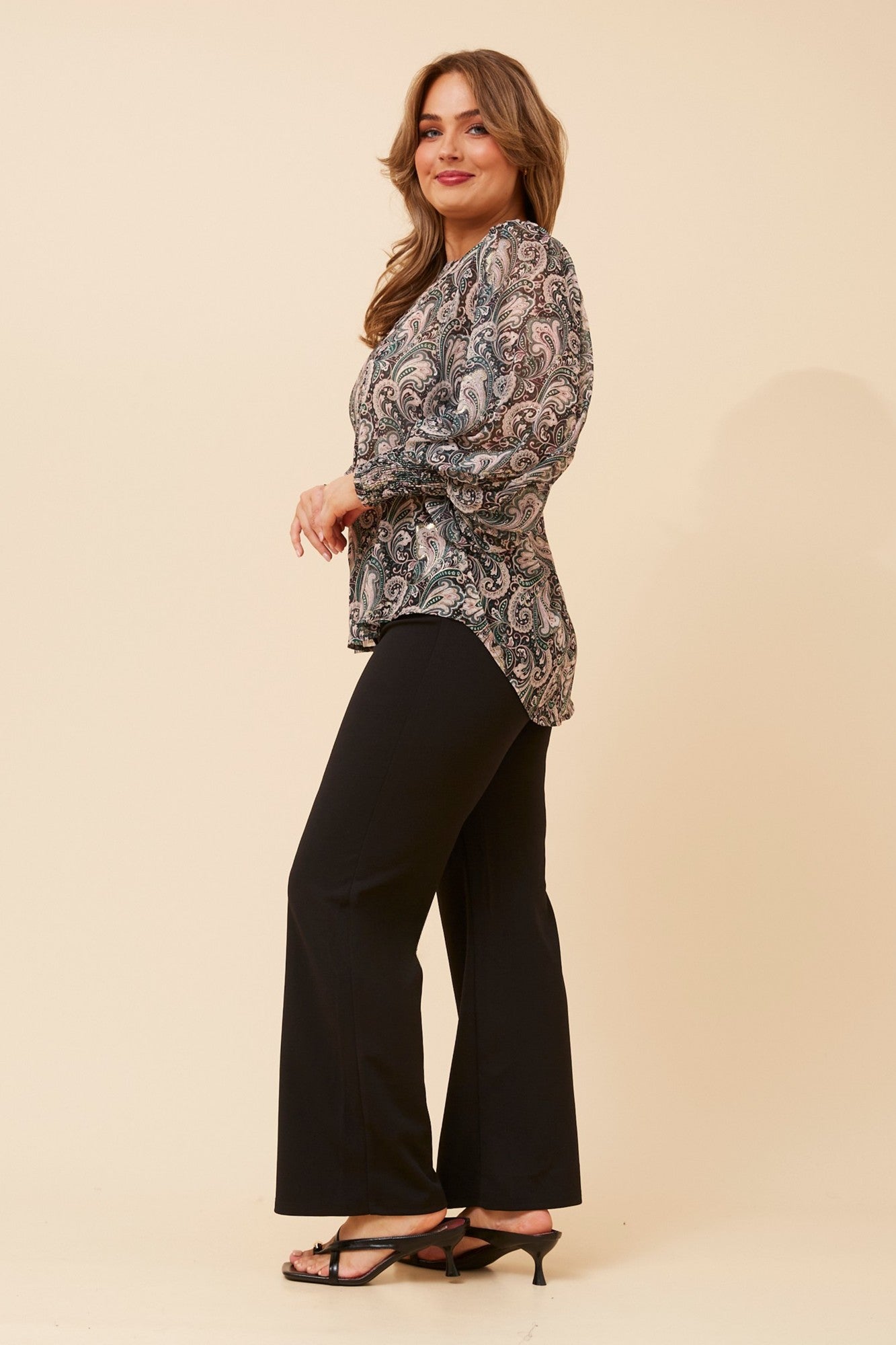 CLASSIC PAISLEY PRINT BLOUSE (Emerald)