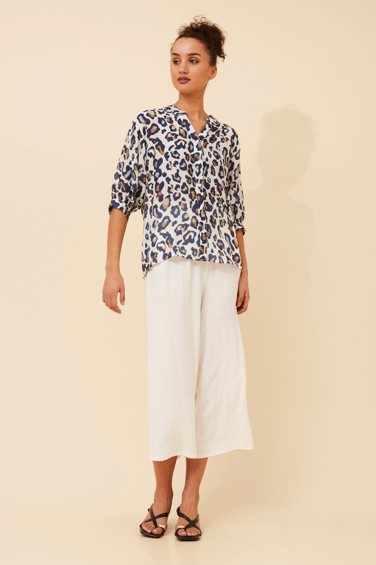 BELINA ANIMAL PRINT SHIRT (Multi Blue)