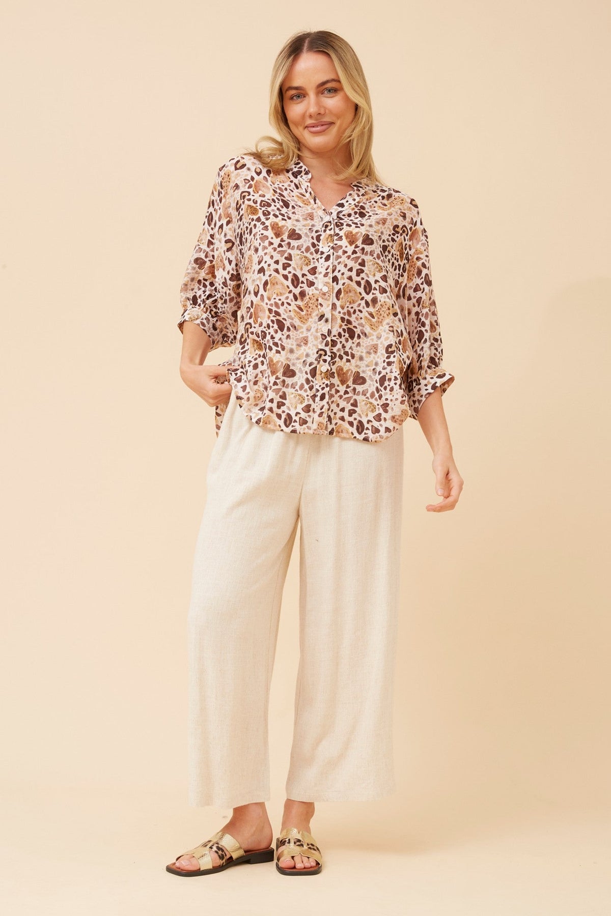 BELINA ANIMAL PRINT TOP (Beige)