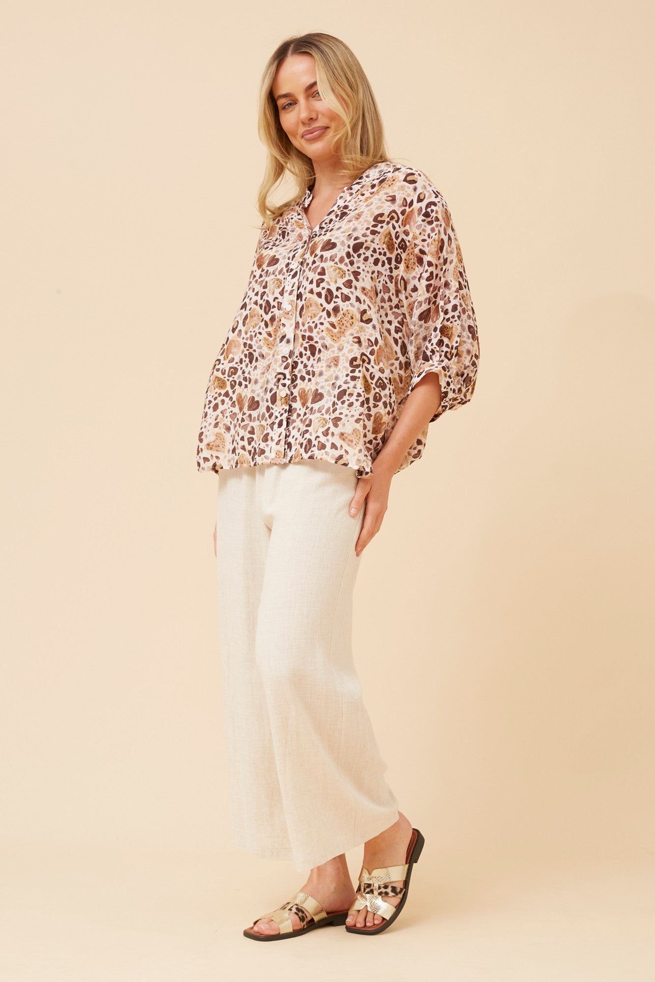 BELINA ANIMAL PRINT TOP (Beige)